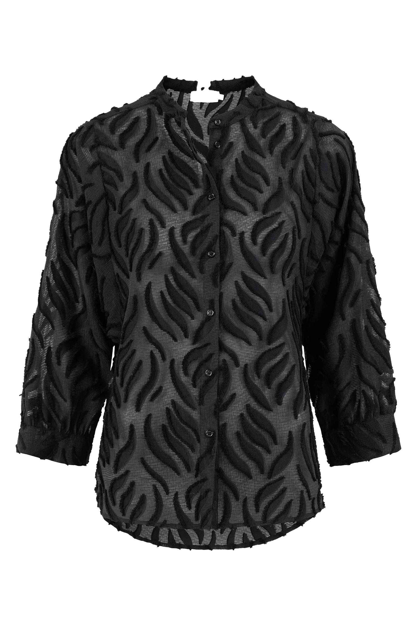 Dames blouse lange mouw zwart