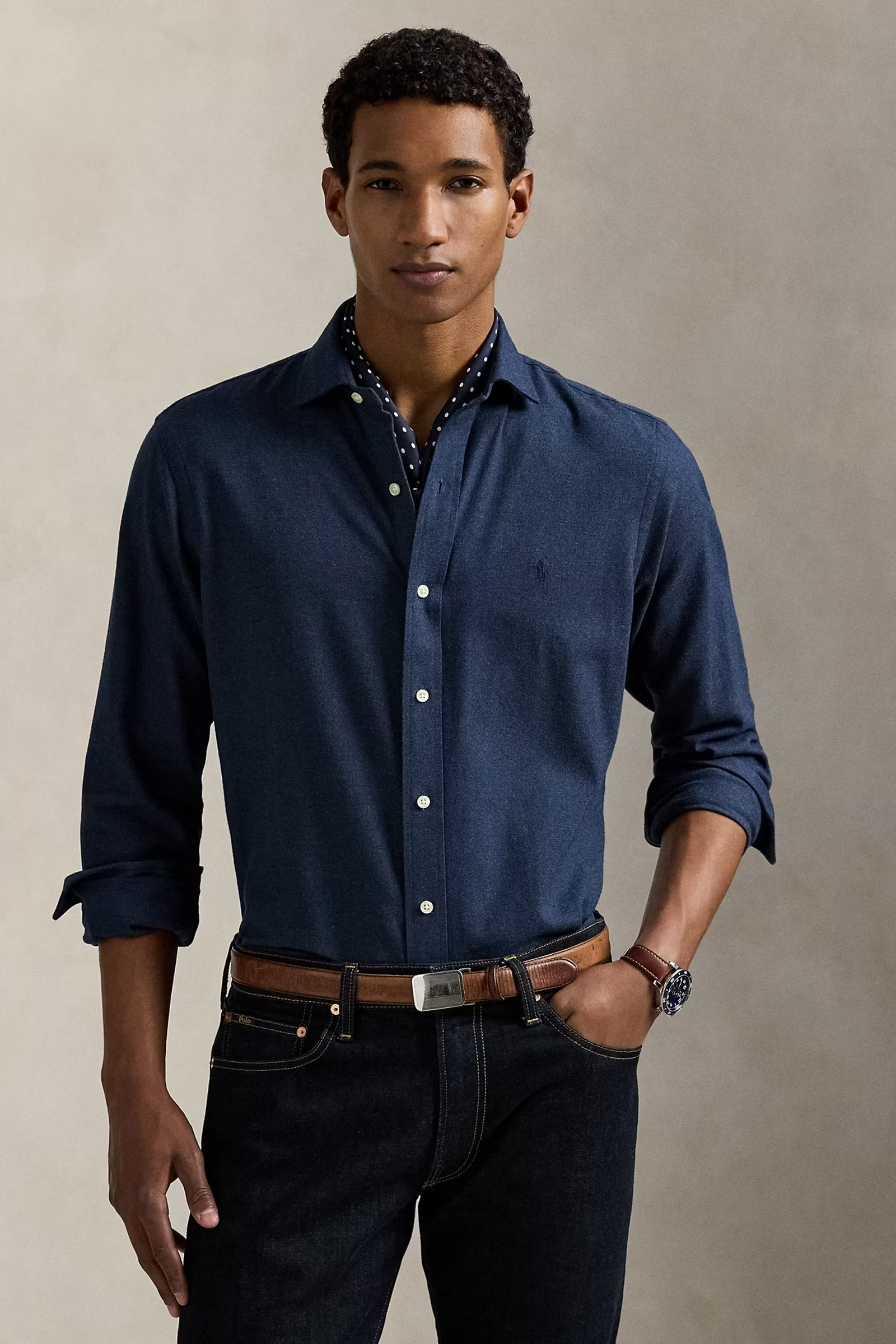 Heren overhemd lm casual blauw