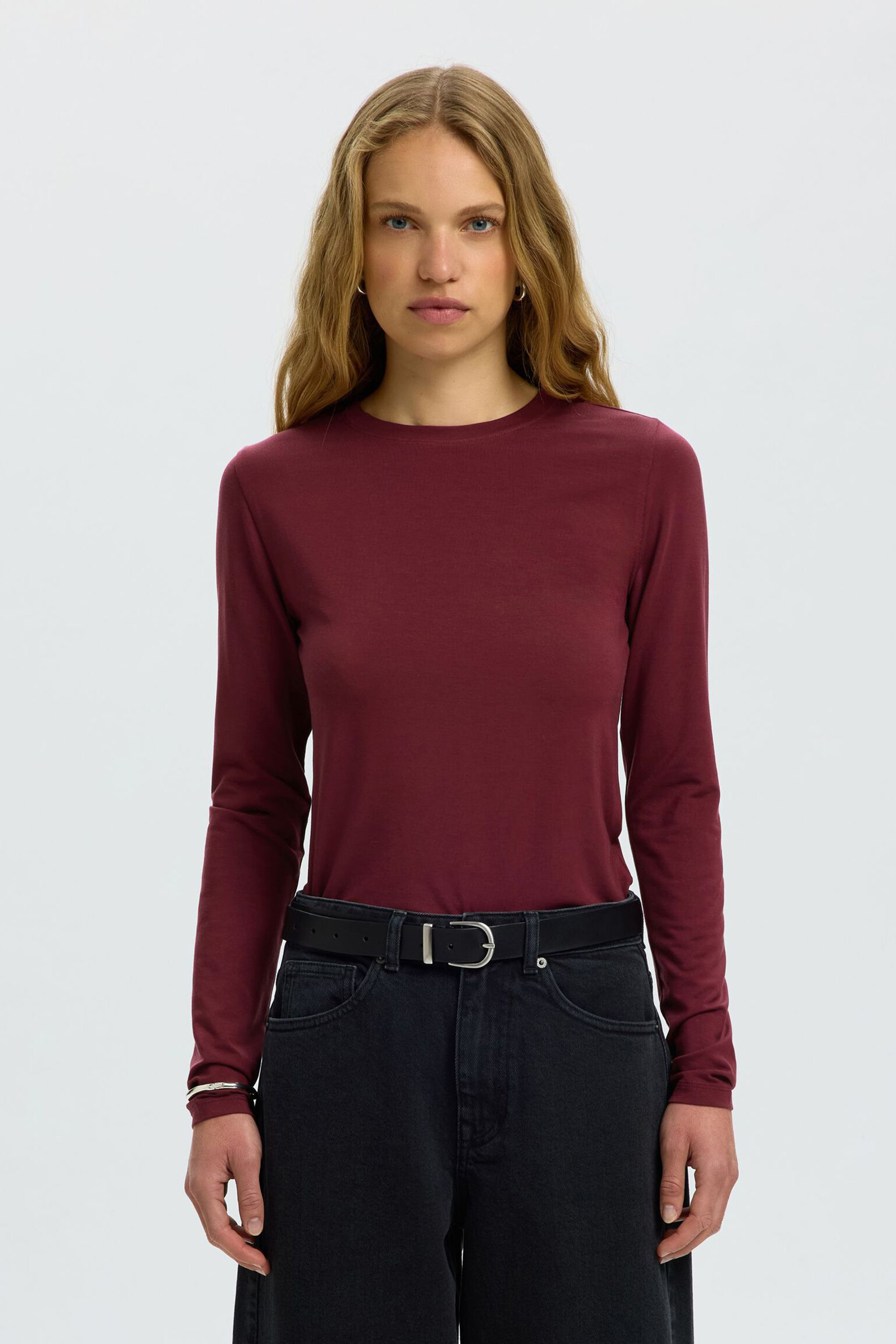 Dames blouse lange mouw rood