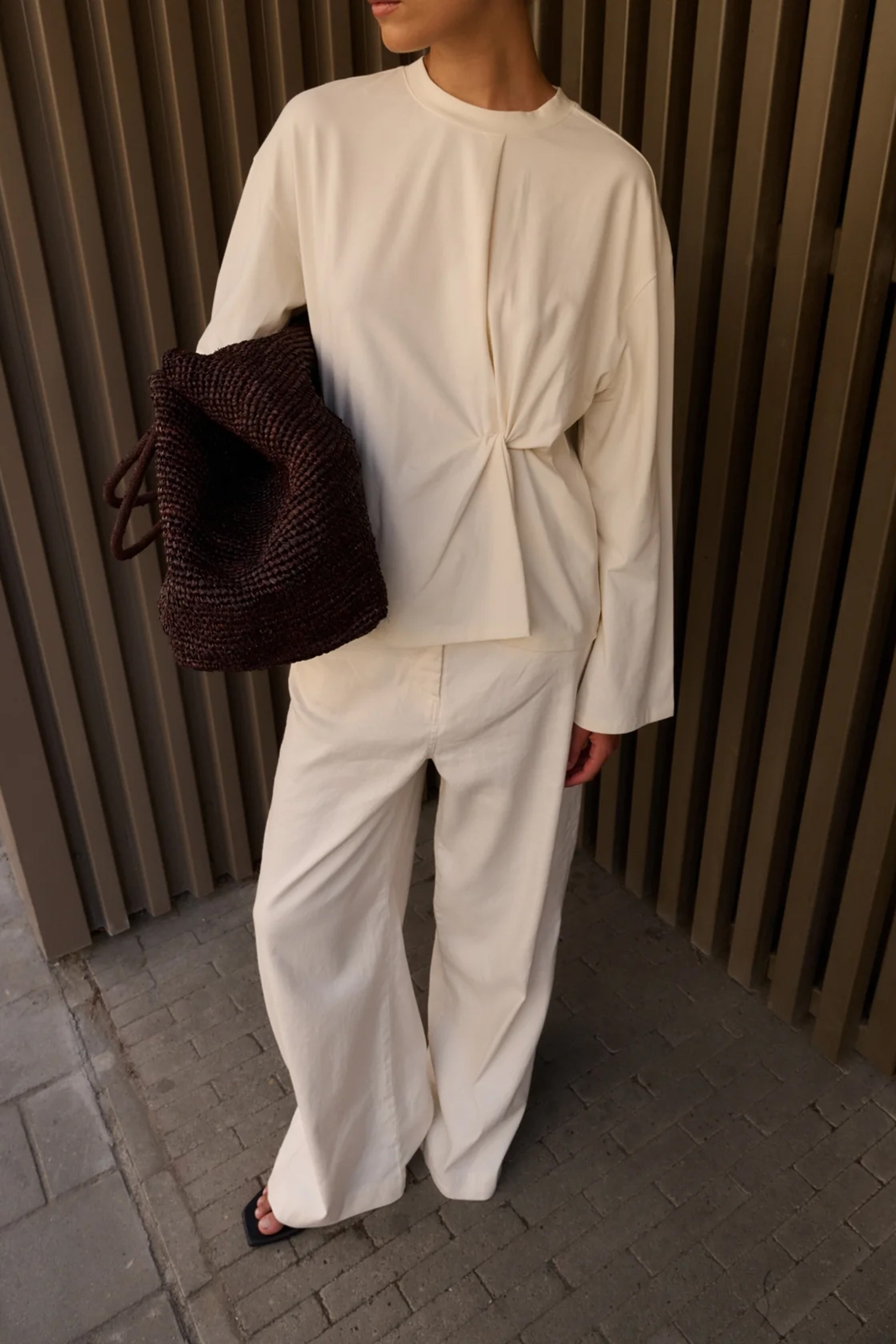 Dames t-shirt lange mouw ecru