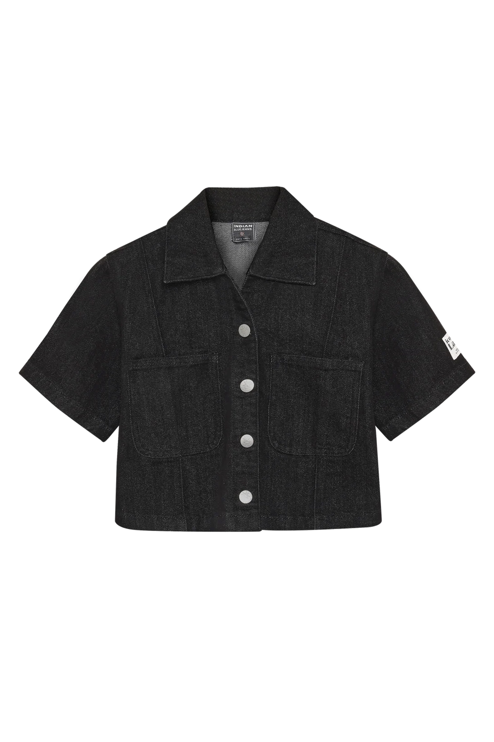 Meisjes blouse korte mouw zwart