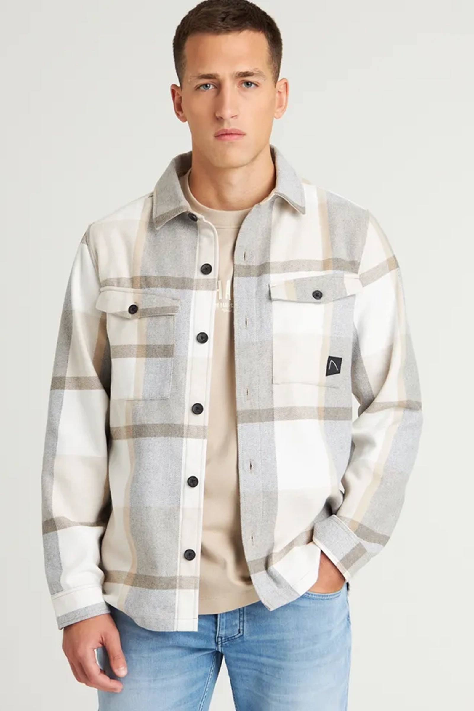 Heren overhemd lm casual bruin
