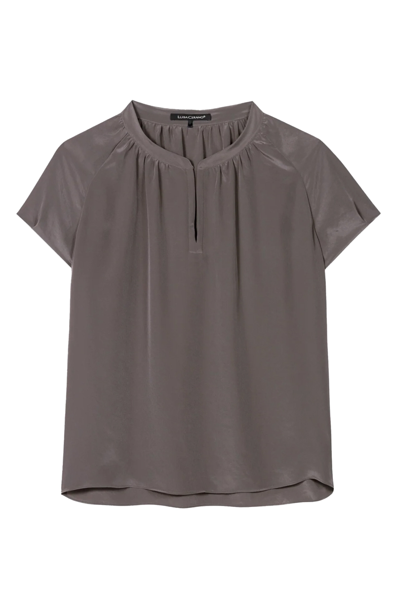 Dames blouse korte mouw bruin