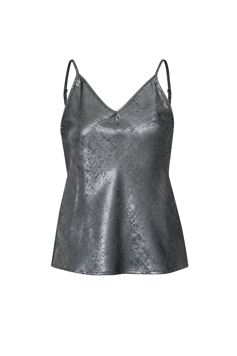 Yaya Metallic drape singlet DARK METAL GREY 1