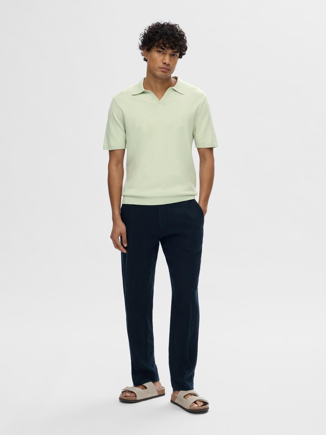 Selected SLHTELLER SS KNIT POLO 192078-Bok Choy 3