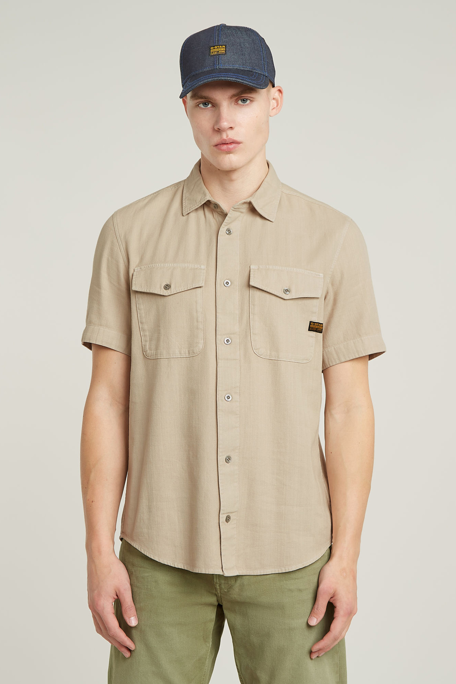 G-Star Marine Slim Shirt s\s bruin/beige-1 2