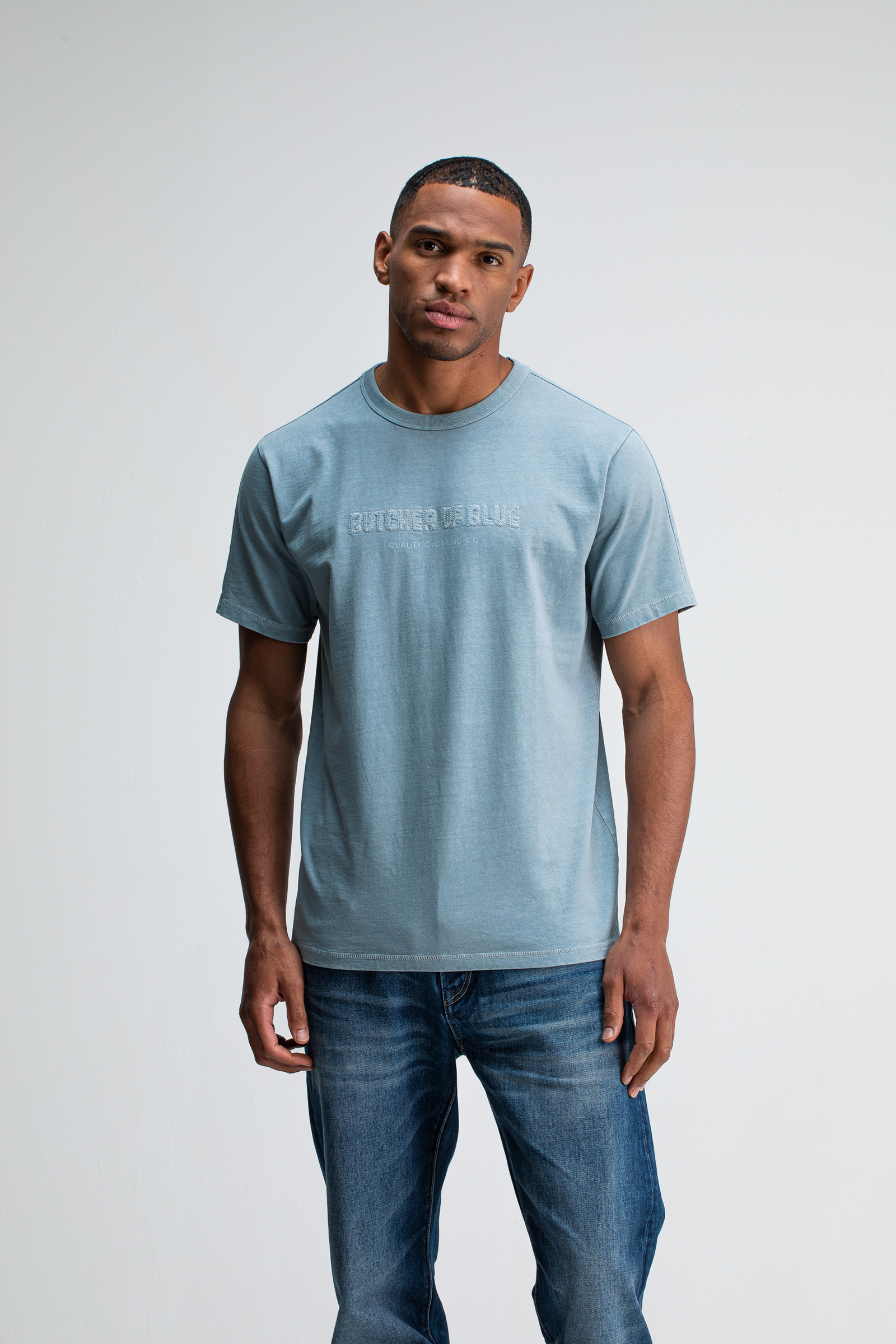 Heren t-shirt kortemouw blauw