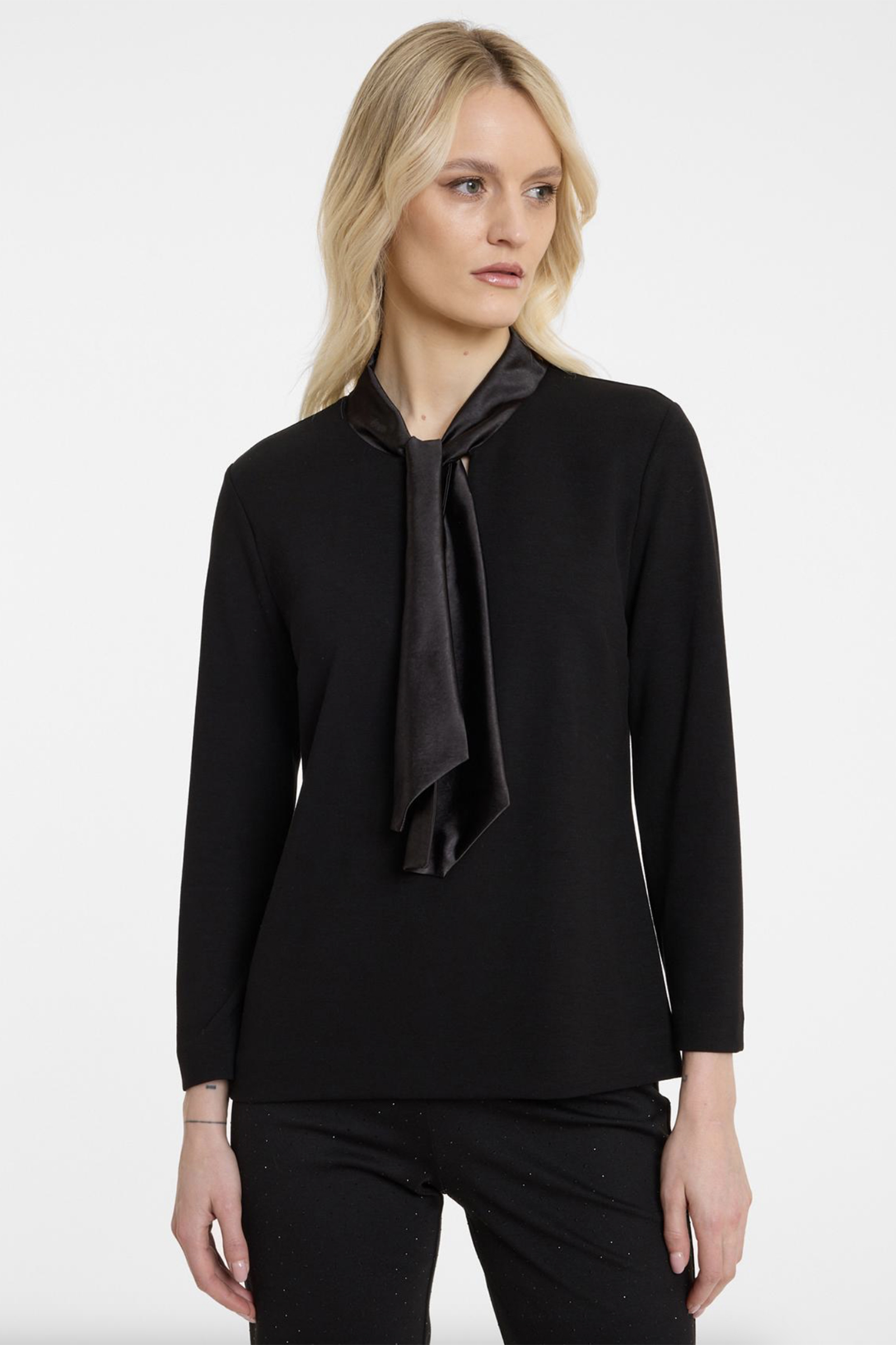 Dames blouse lange mouw zwart
