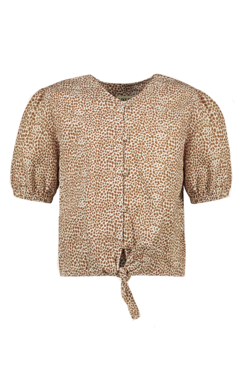 Like Flo Meisjes blouse korte mouw Bruin/Beige-1 1