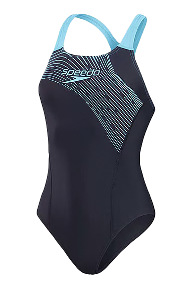 Bad/beach dames badpak sport blauw