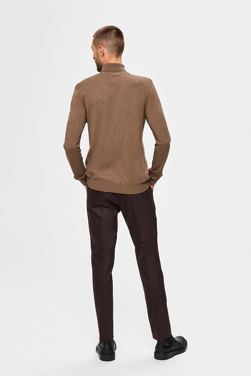 Selected SLHBERG ROLL NECK B NOOS Bruin/Beige-2 3