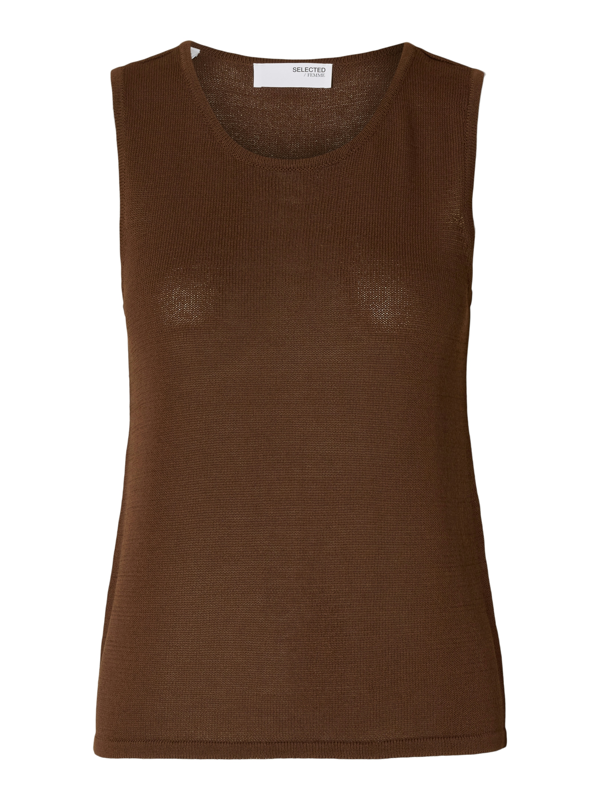 Selected SLFMOON SUS SL KNIT TOP B 186598-Chestnut 1