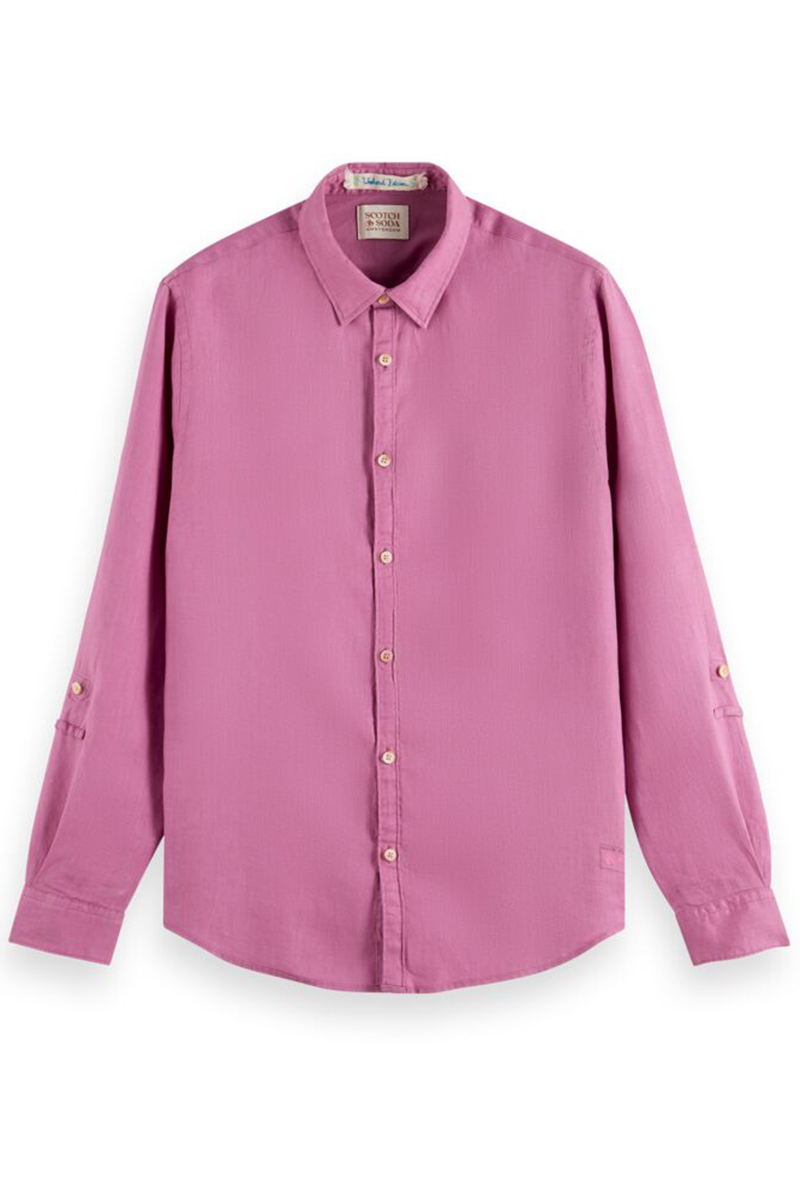 Scotch & Soda Regular-fit Linen shirt with sleeve Rose-2 1