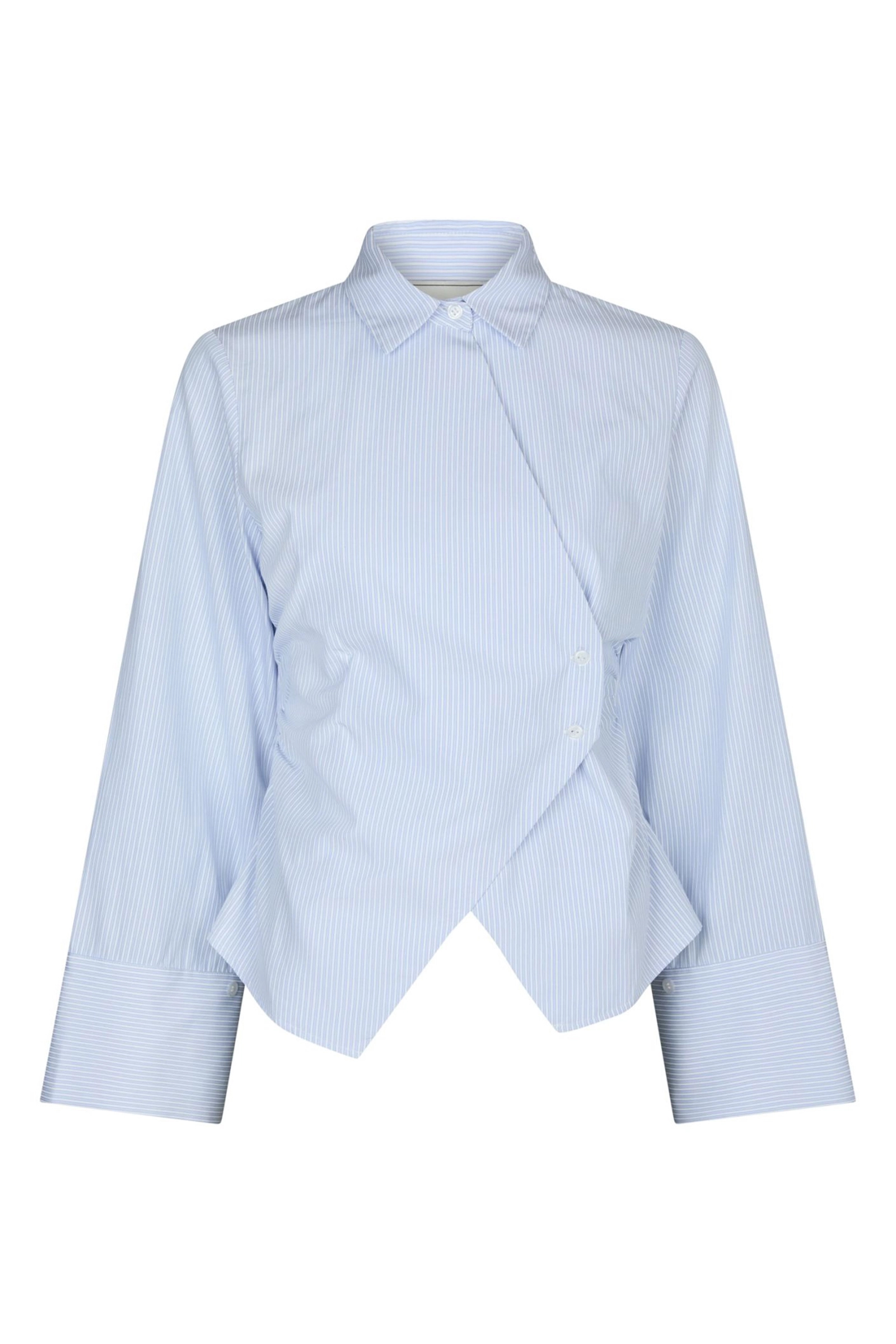 Dames blouse lange mouw blauw