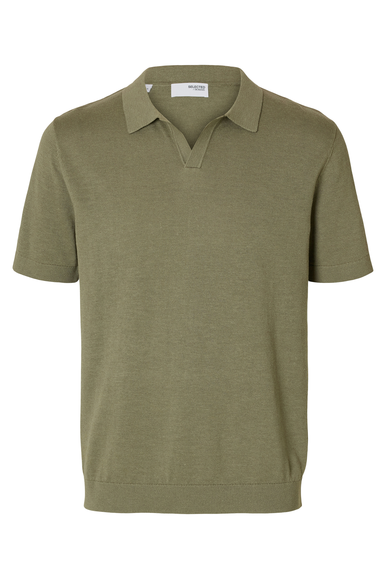 Selected SLHMATTIS SS LINEN BLEND OPEN POLO 190926-Vetiver 1