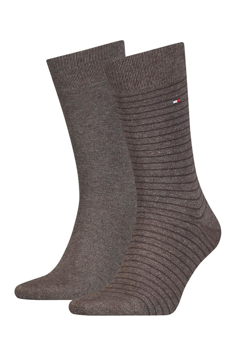 Tommy Hilfiger TH MEN SMALL STRIPE SOCK 2P Bruin/Beige-2 1