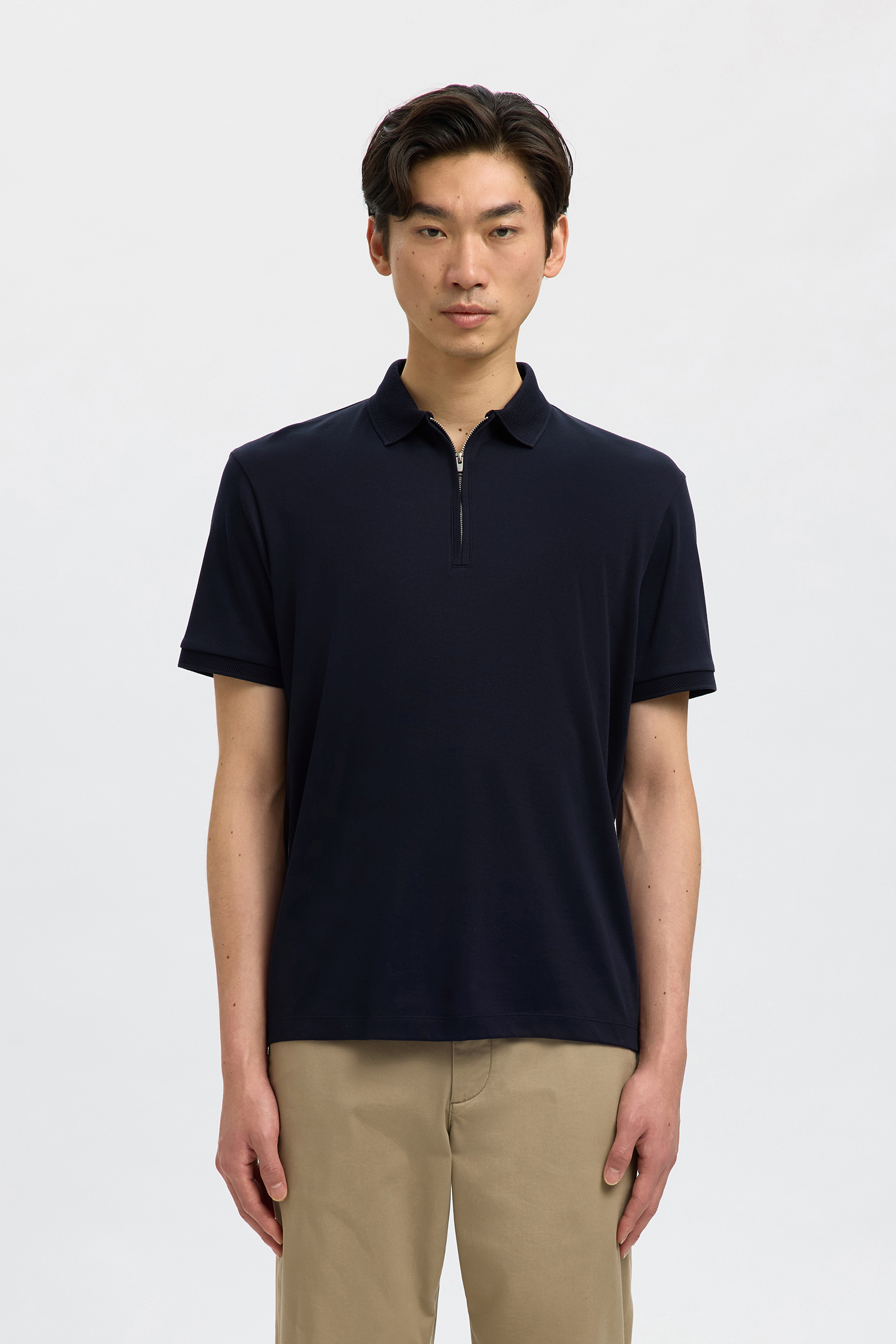 Heren polo korte mouw blauw