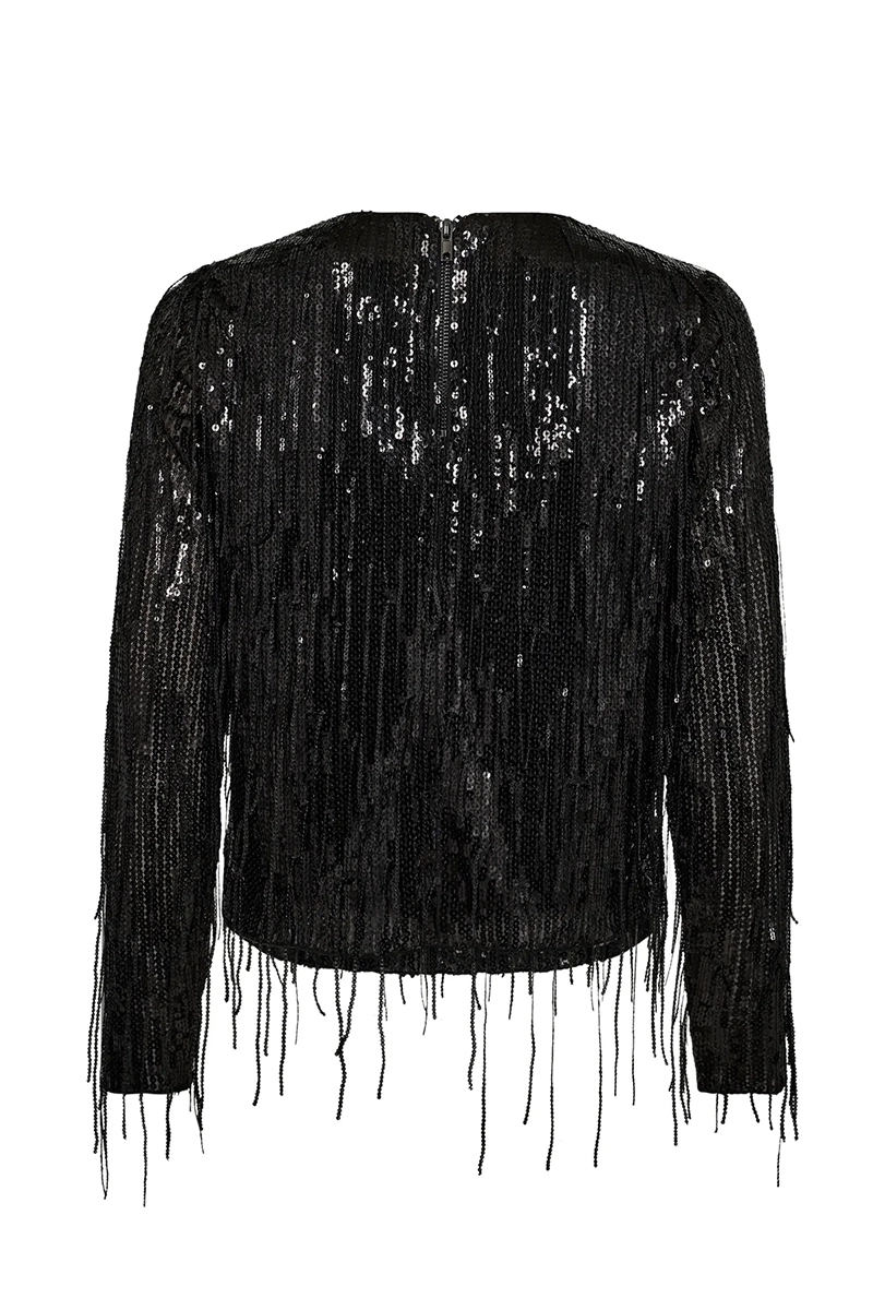 Dames blouse lange mouw zwart