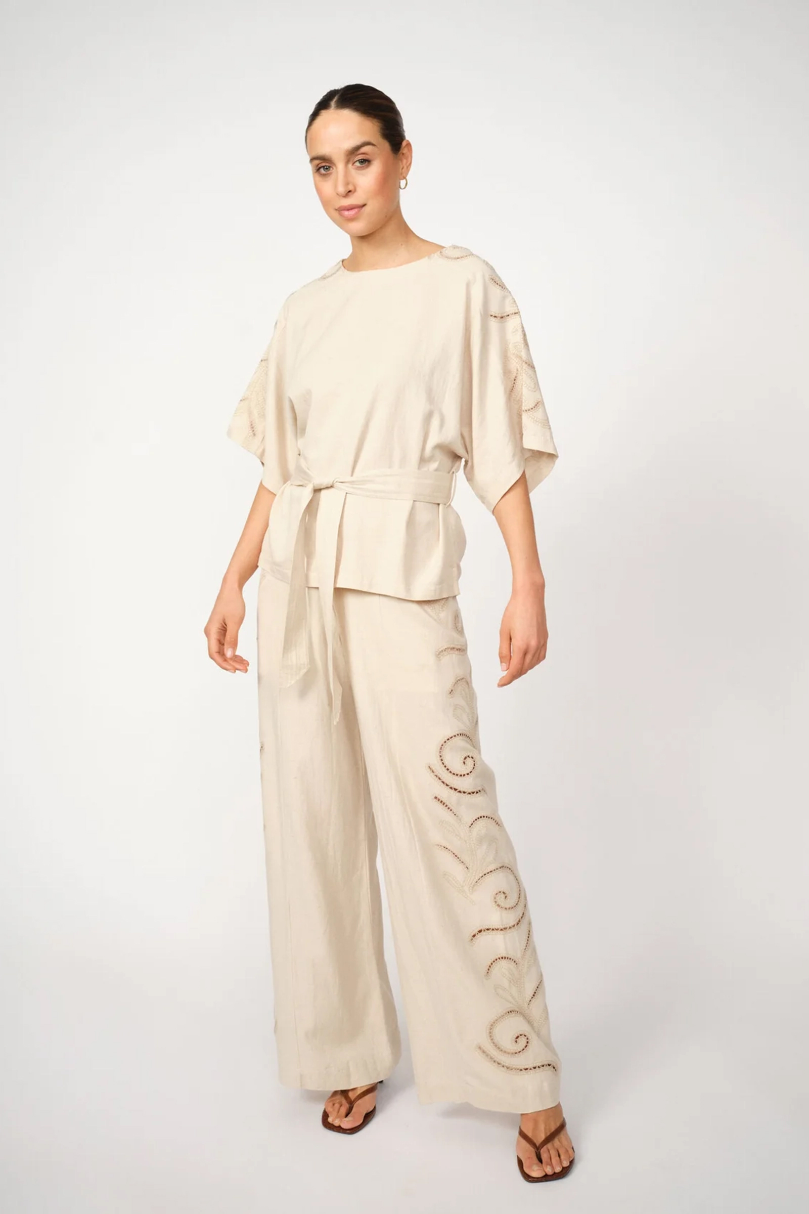Mos Mosh Seecee sobia pant bruin/beige-1 2