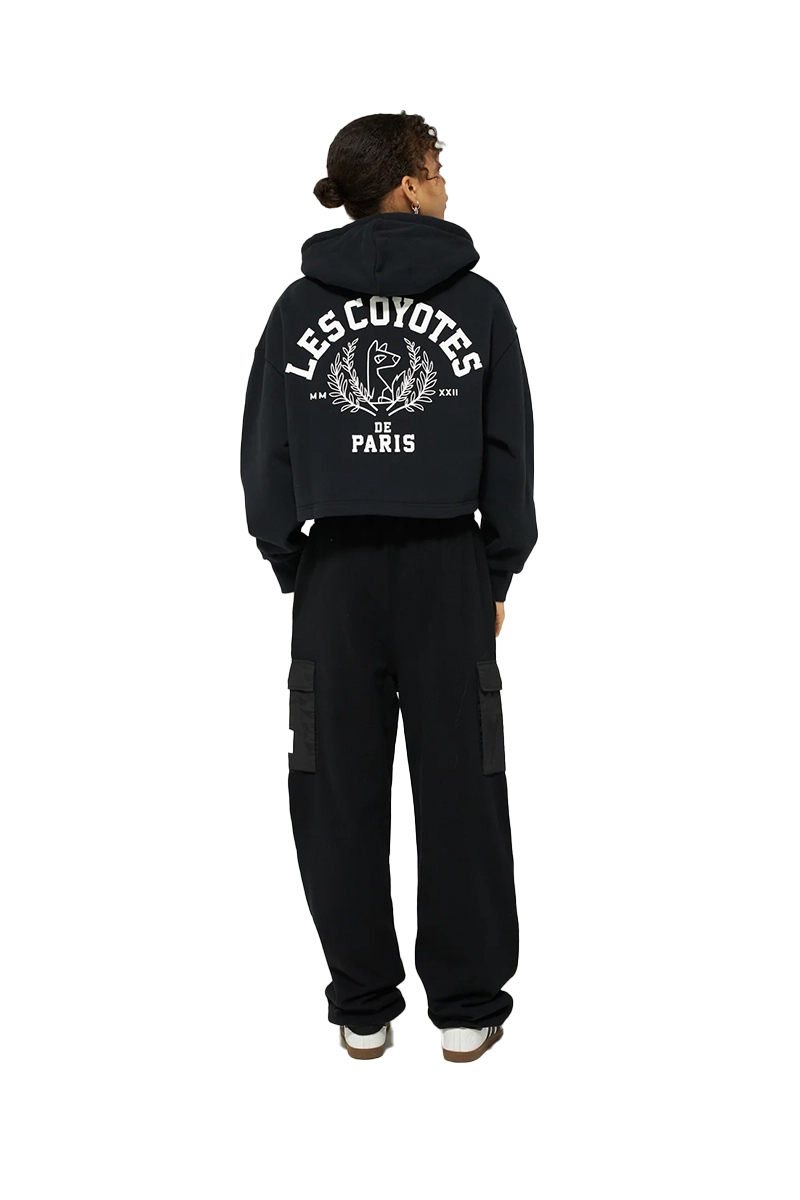 Les Coyotes De Paris cropped artwork hoodie Zwart-1 3