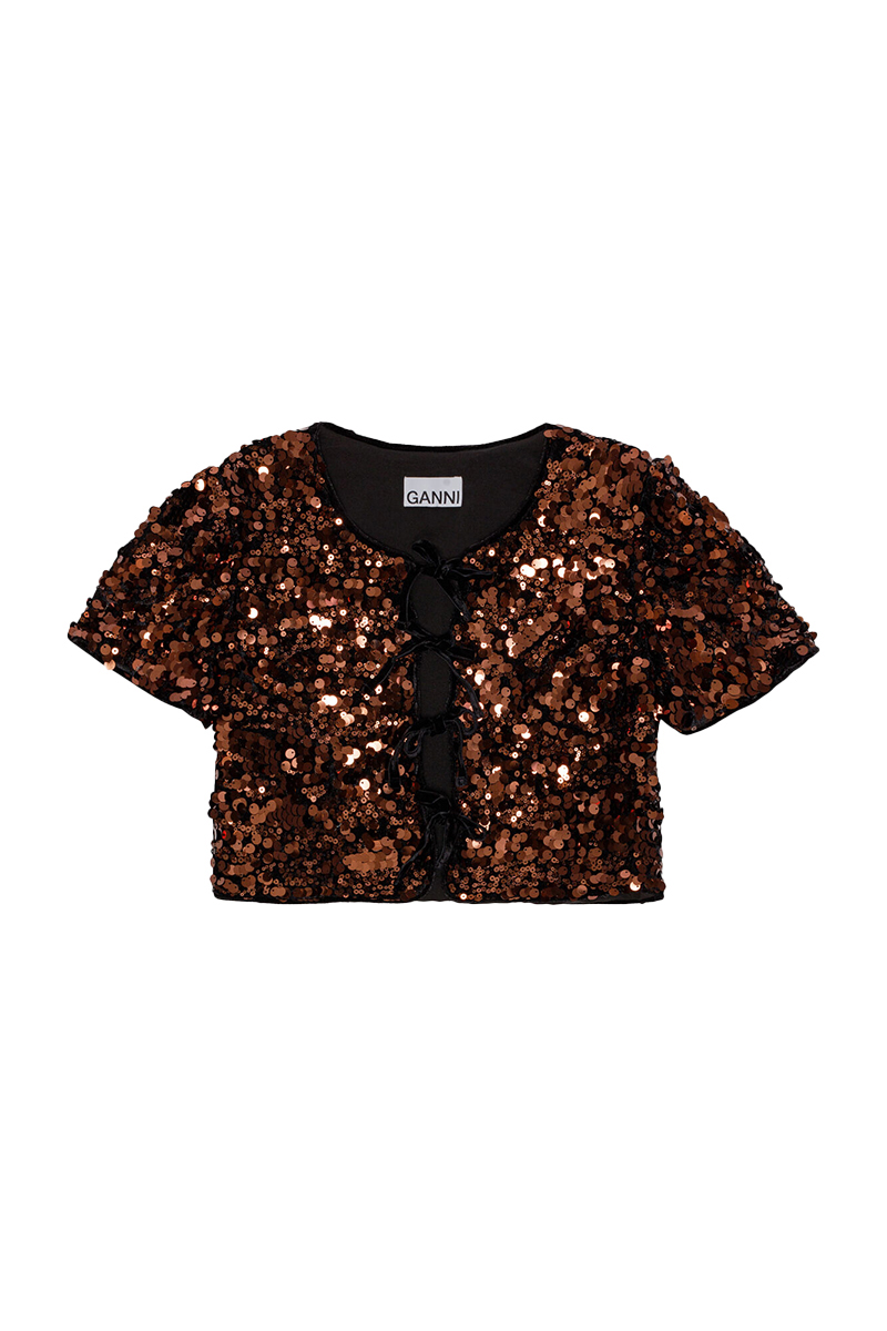 Dames blouse korte mouw bruin