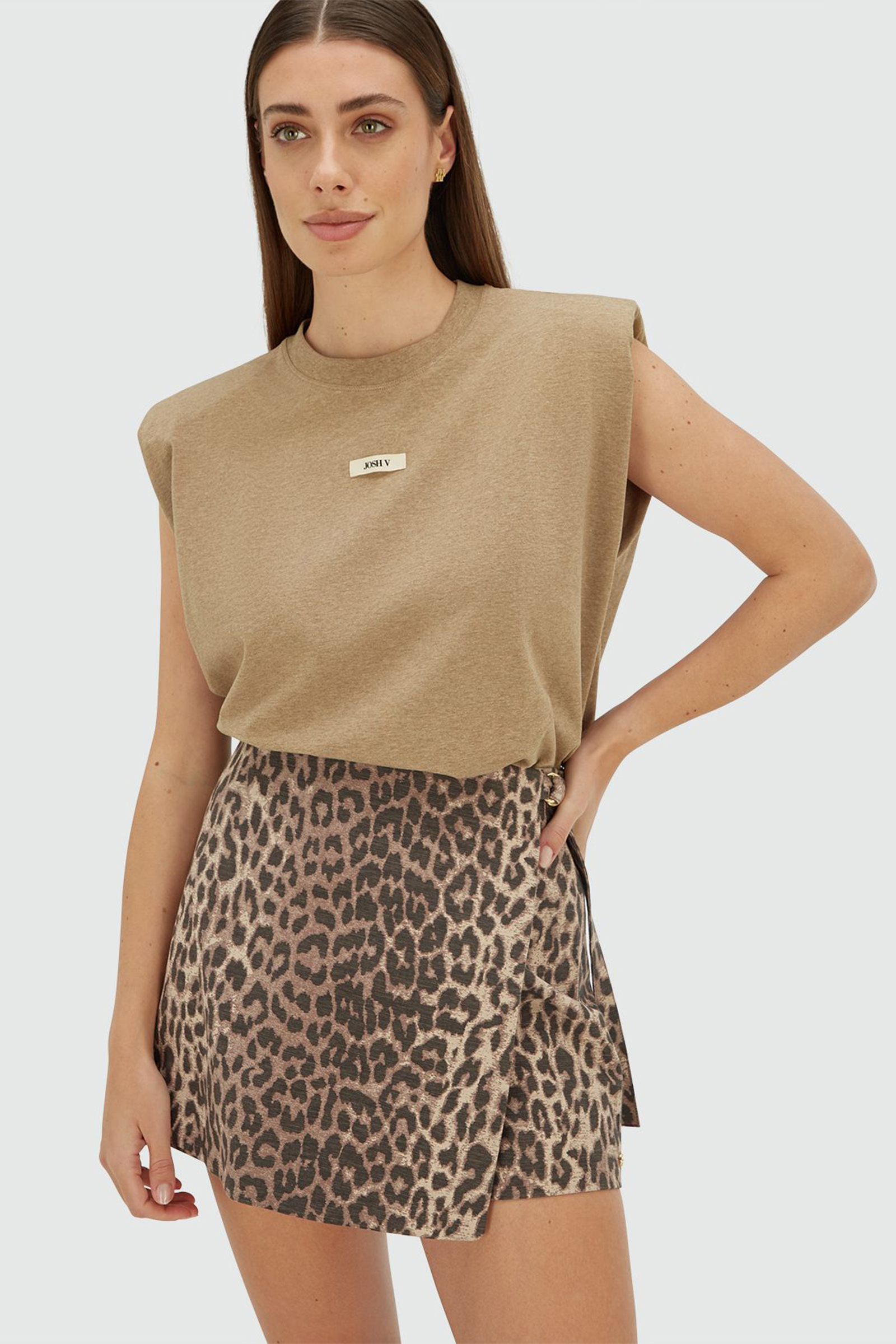 Dames t-shirt korte mouw bruin