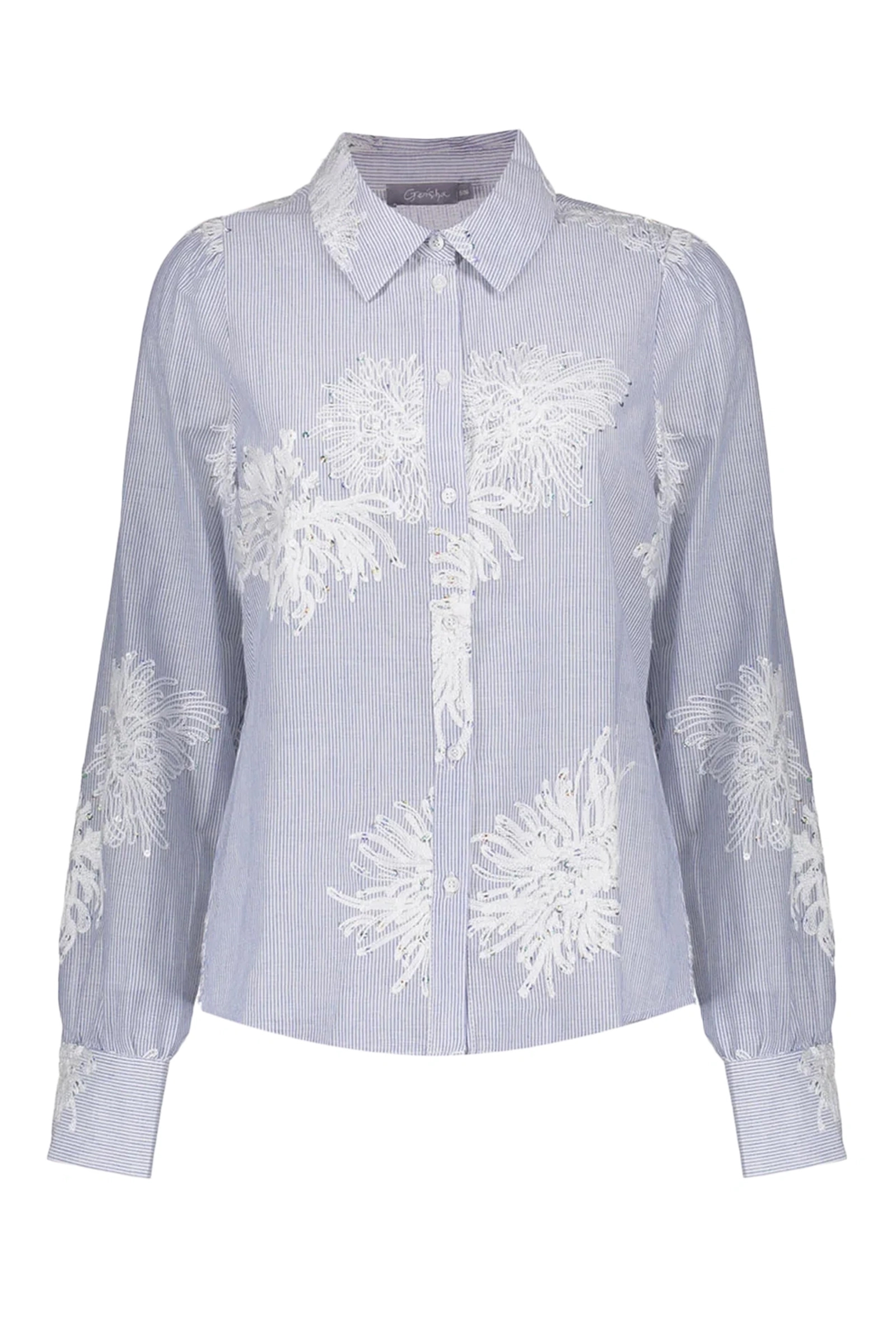 Dames blouse korte mouw blauw