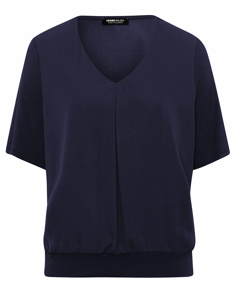 Dames blouse korte mouw blauw
