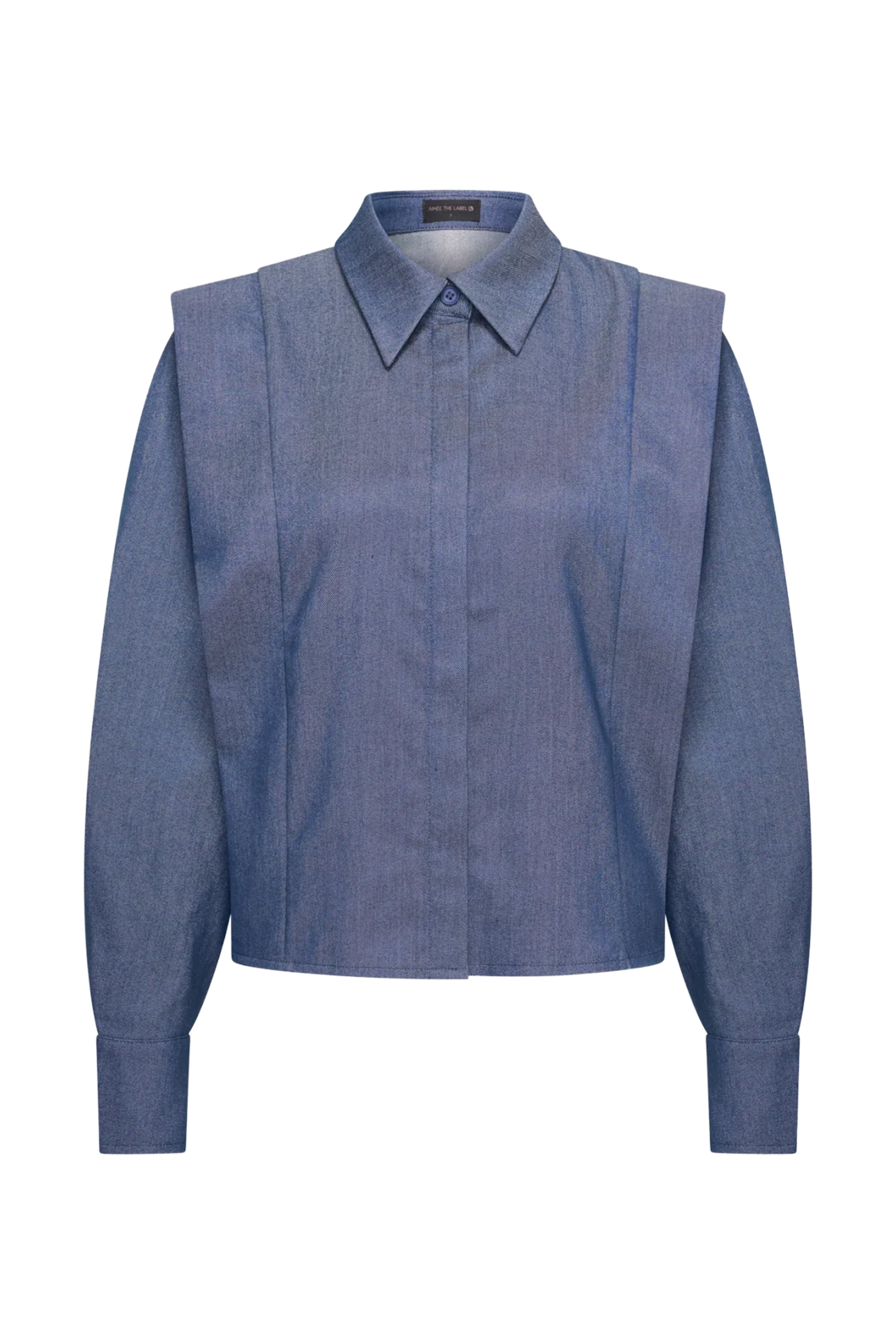 Dames blouse lange mouw blauw