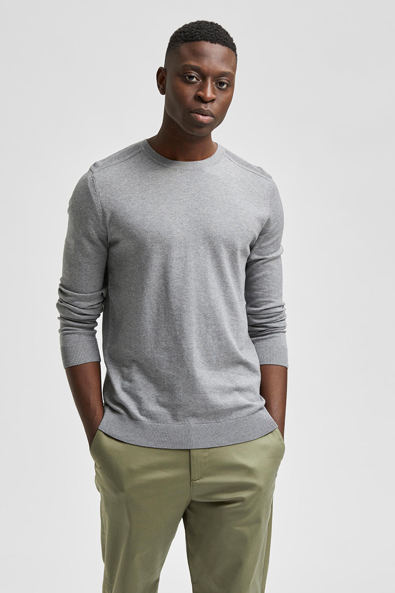 Selected SLHBERG CREW NECK B NOOS Grijs-1 2