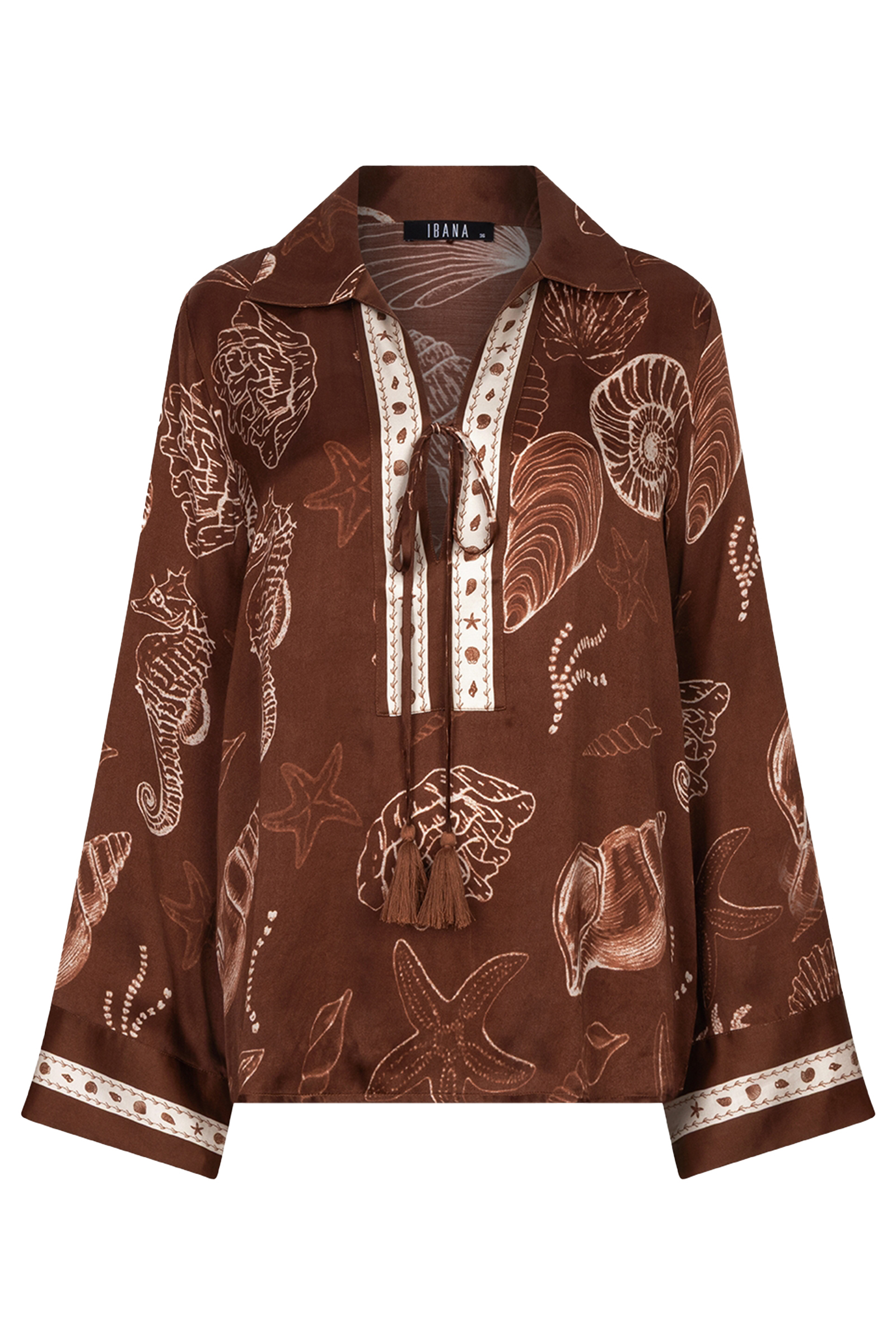 Dames blouse lange mouw bruin