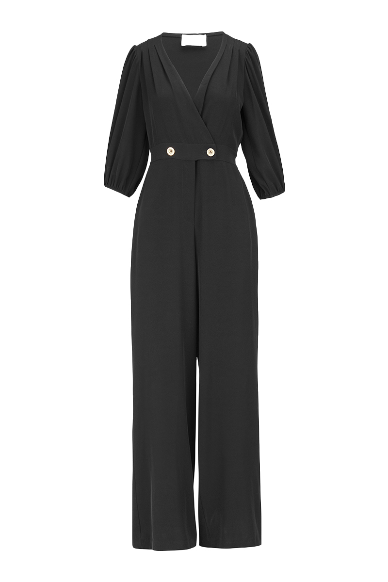 Due Amanti Dames jumpsuit/tuinbroek Zwart-1 1