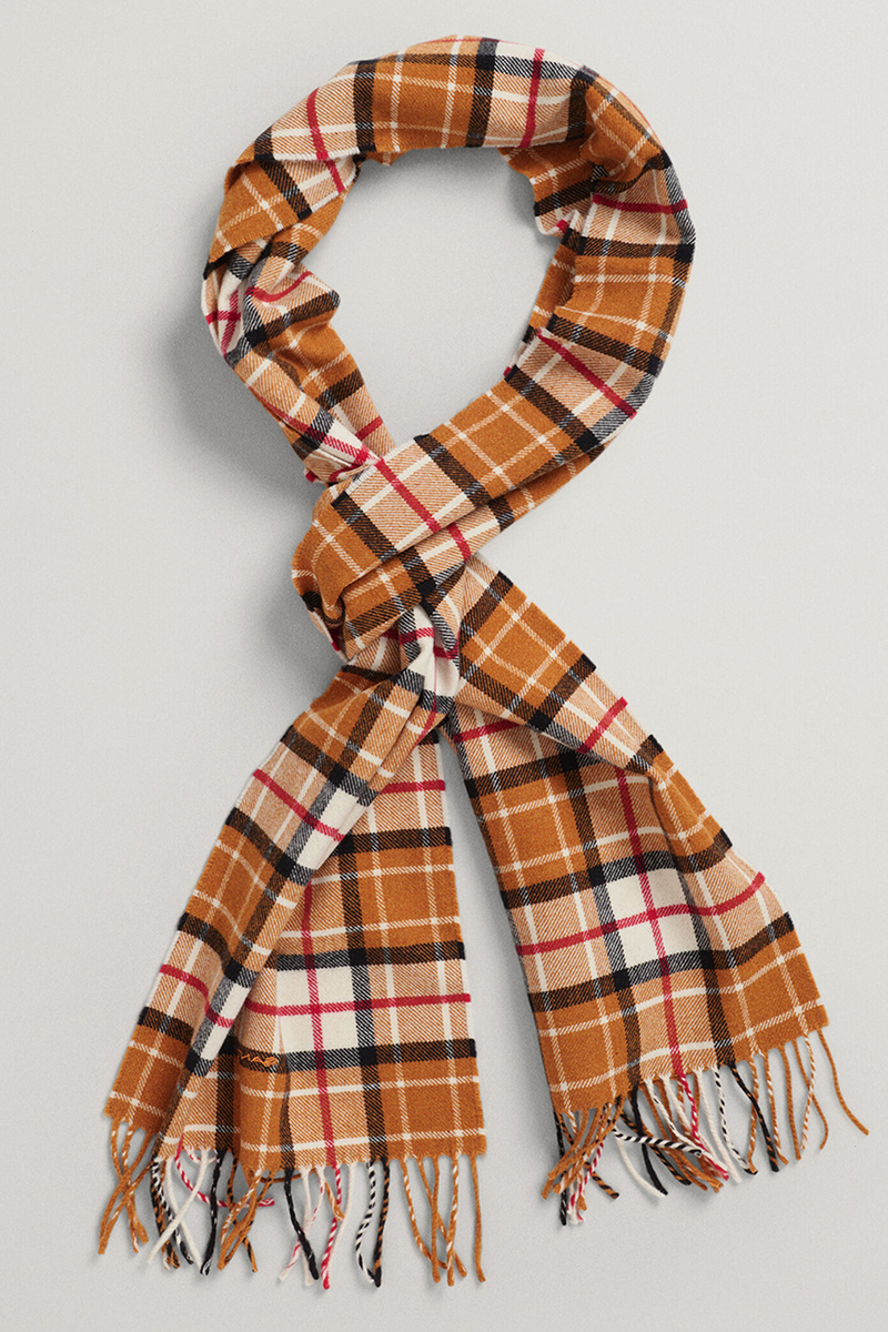 Gant D1. CHECKED WOOL TWILL SCARF Oranje-1 1