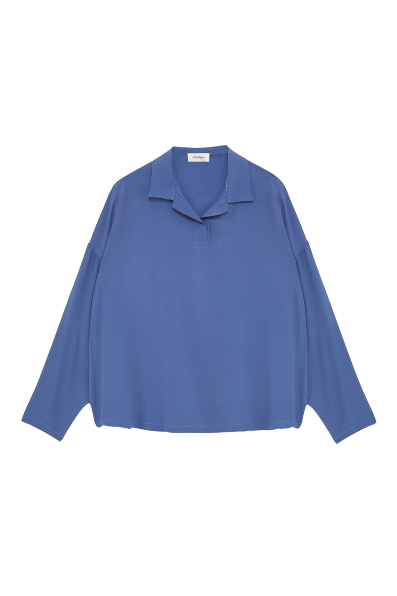 Dames blouse lange mouw blauw