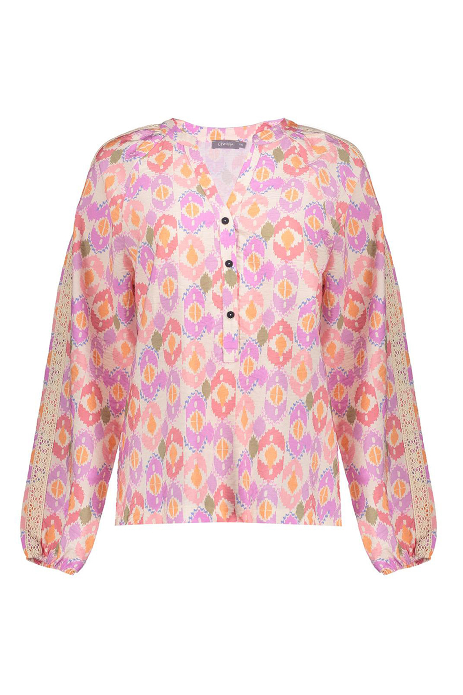 Dames blouse korte mouw paars