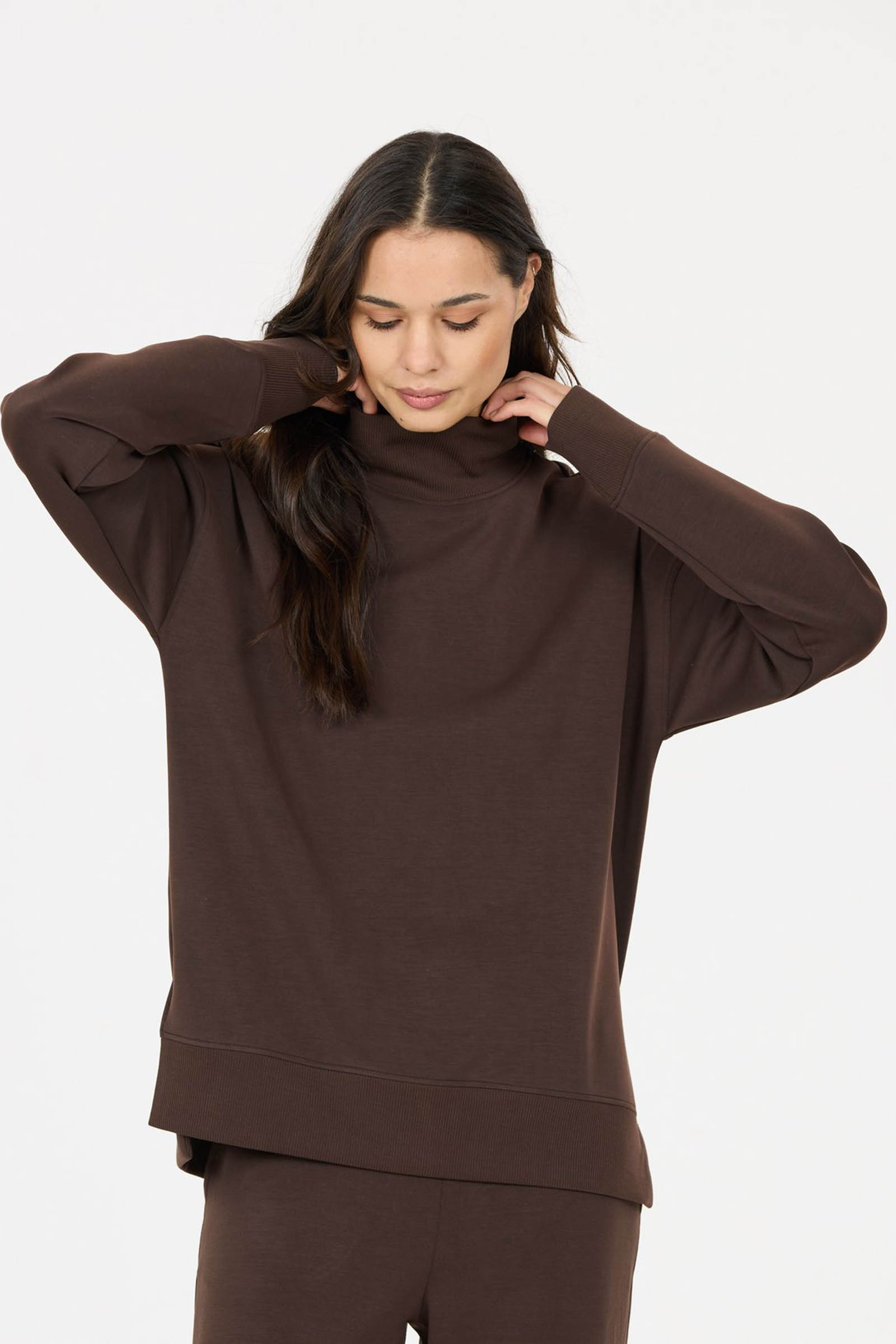 Fitness dames sweater bruin