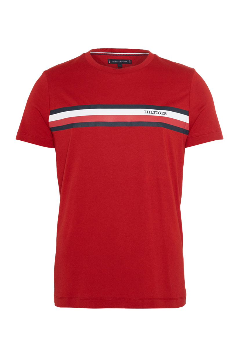 Tommy Hilfiger RWB MONOTYPE CHEST STRIPE TEE Rood-1 1