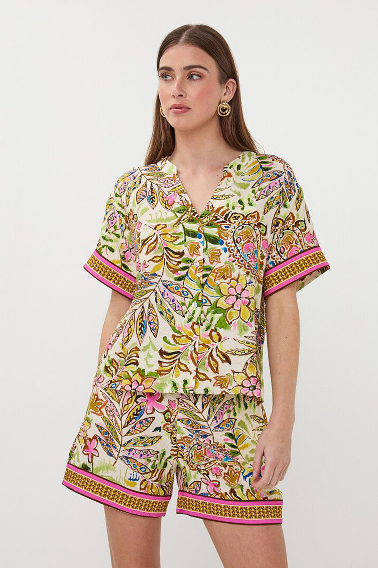 Dames blouse korte mouw bruin