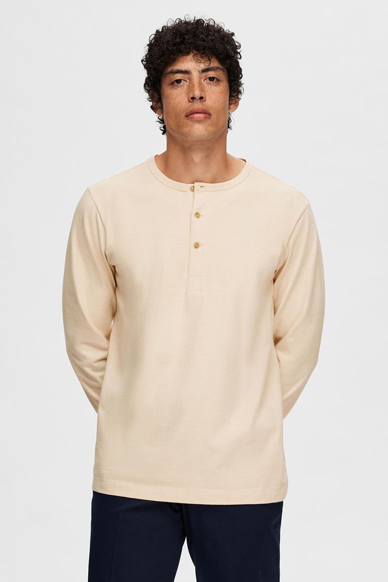 Heren t-shirt lange mouw bruin