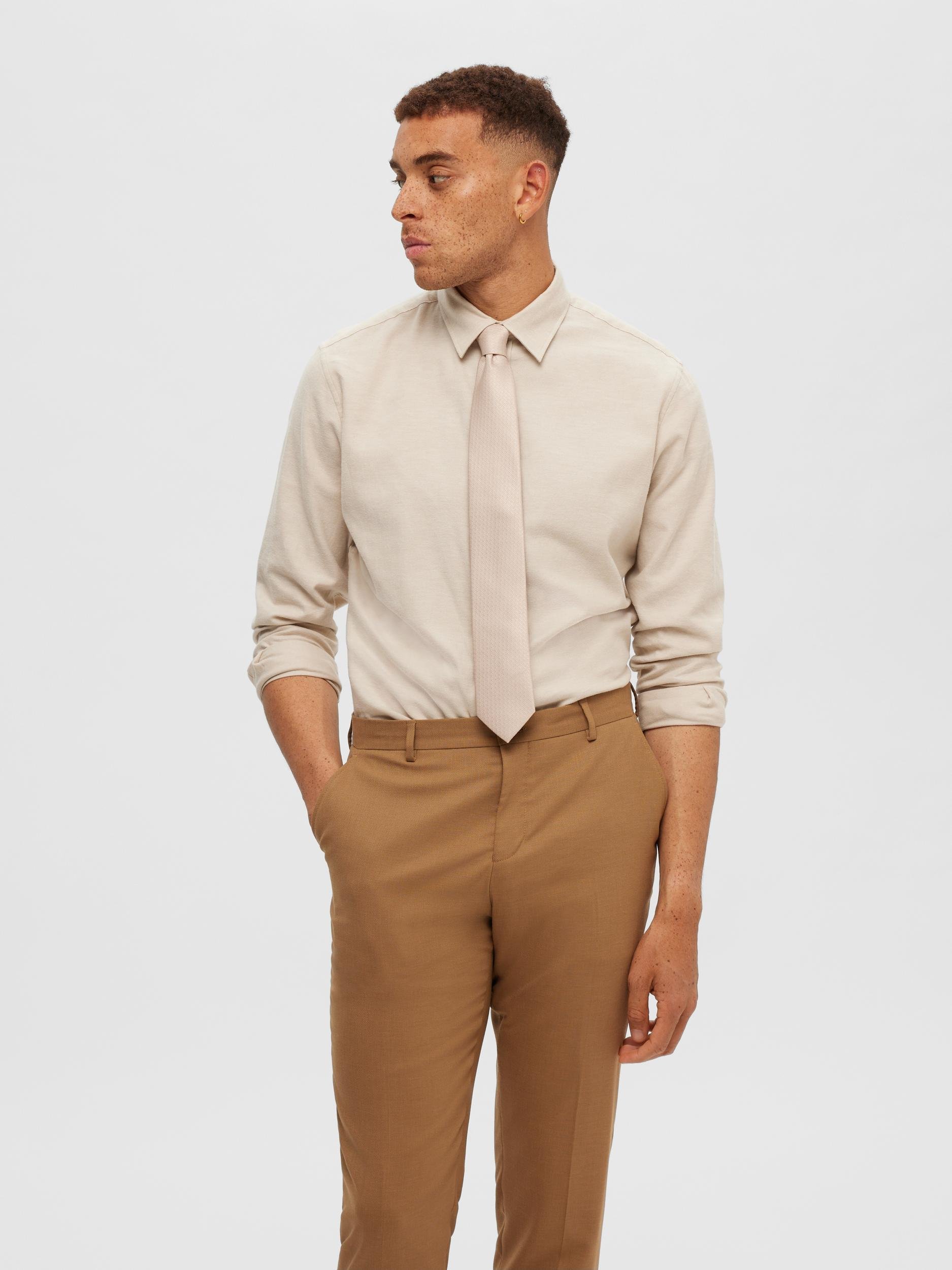 Heren overhemd lm casual bruin