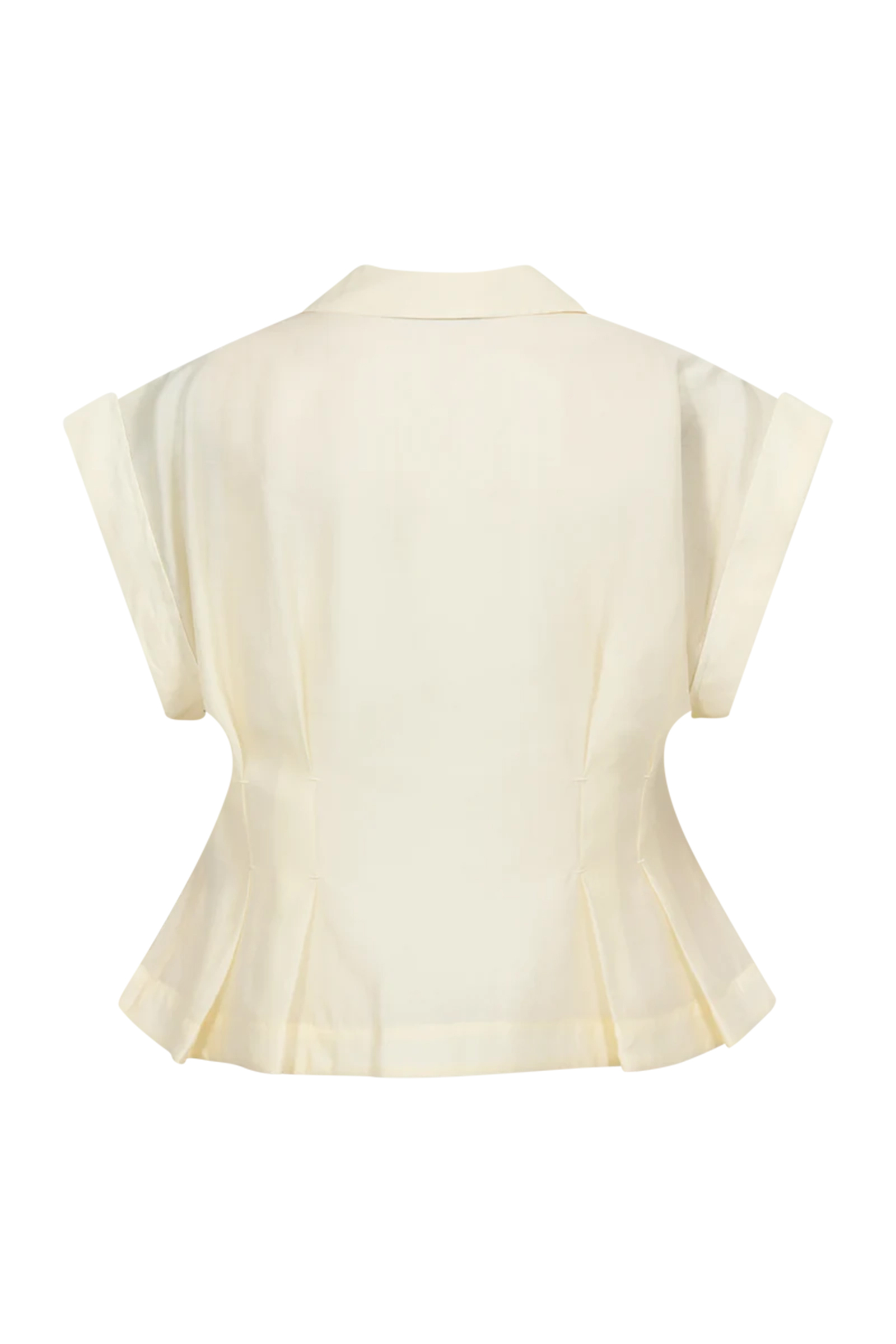 Dames blouse korte mouw ecru