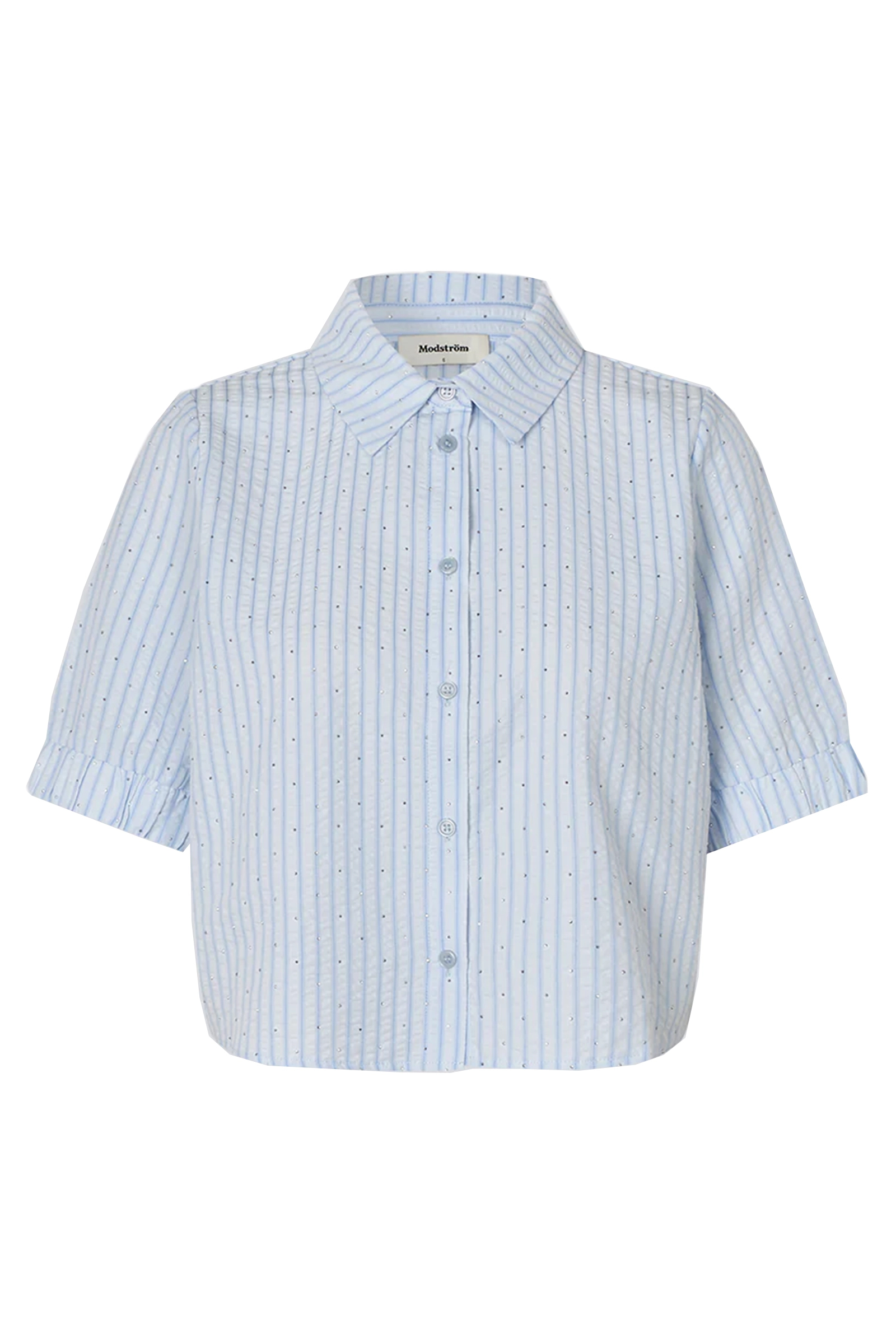 Dames blouse korte mouw blauw