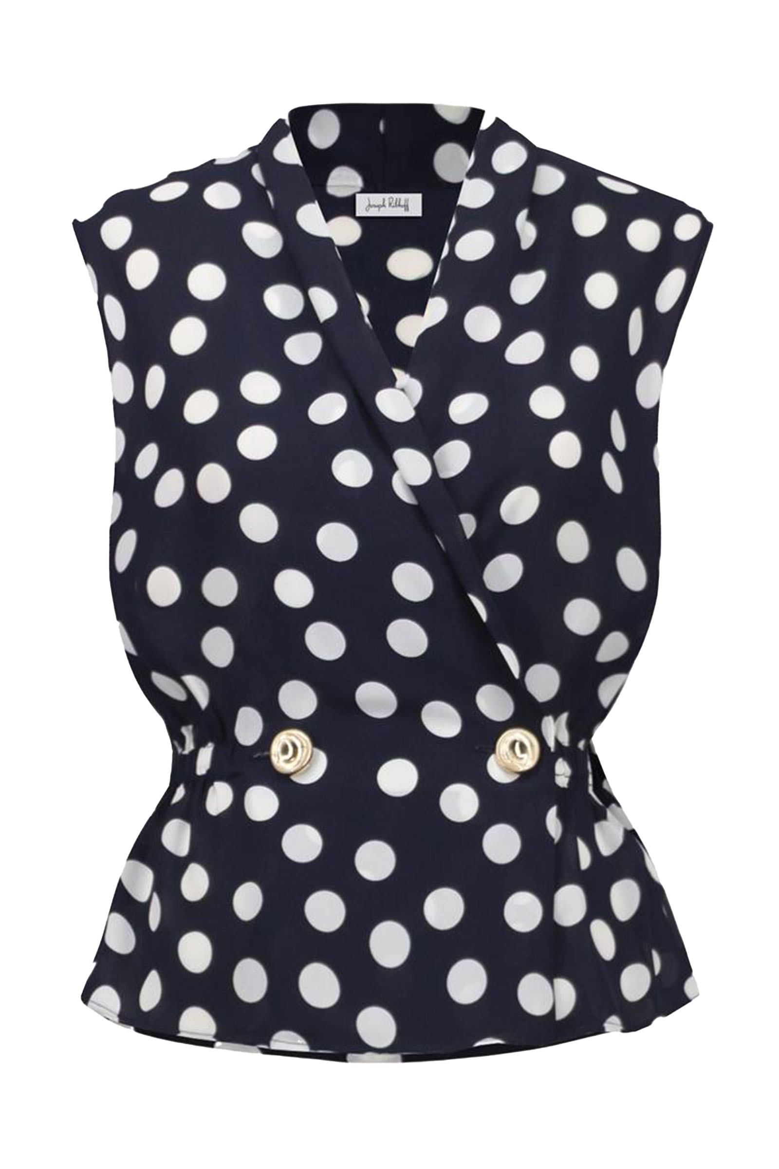 Dames blouse mouwloos blauw