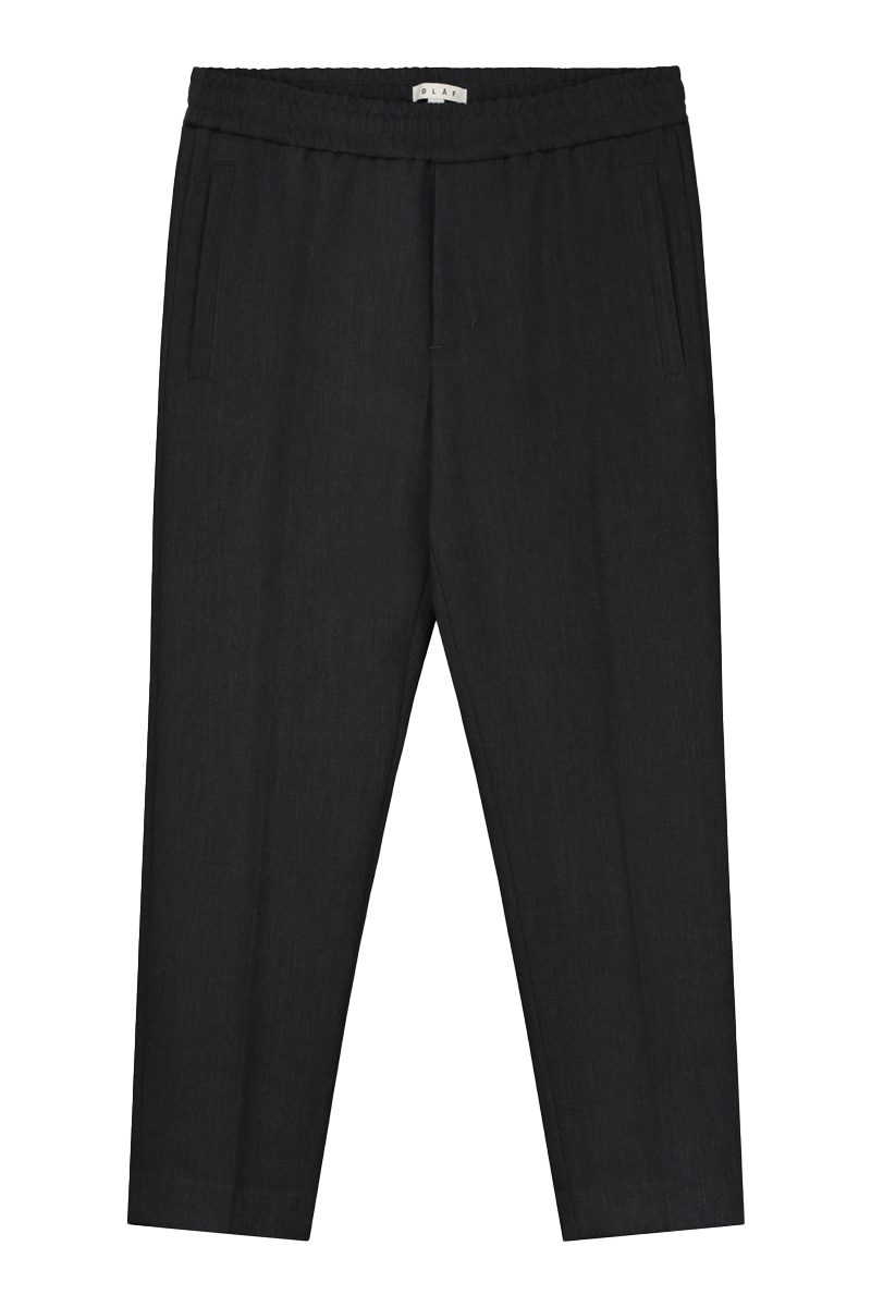 Olaf Hussein WOOL SLIM ELASTICATED PANTS Grijs-1 1
