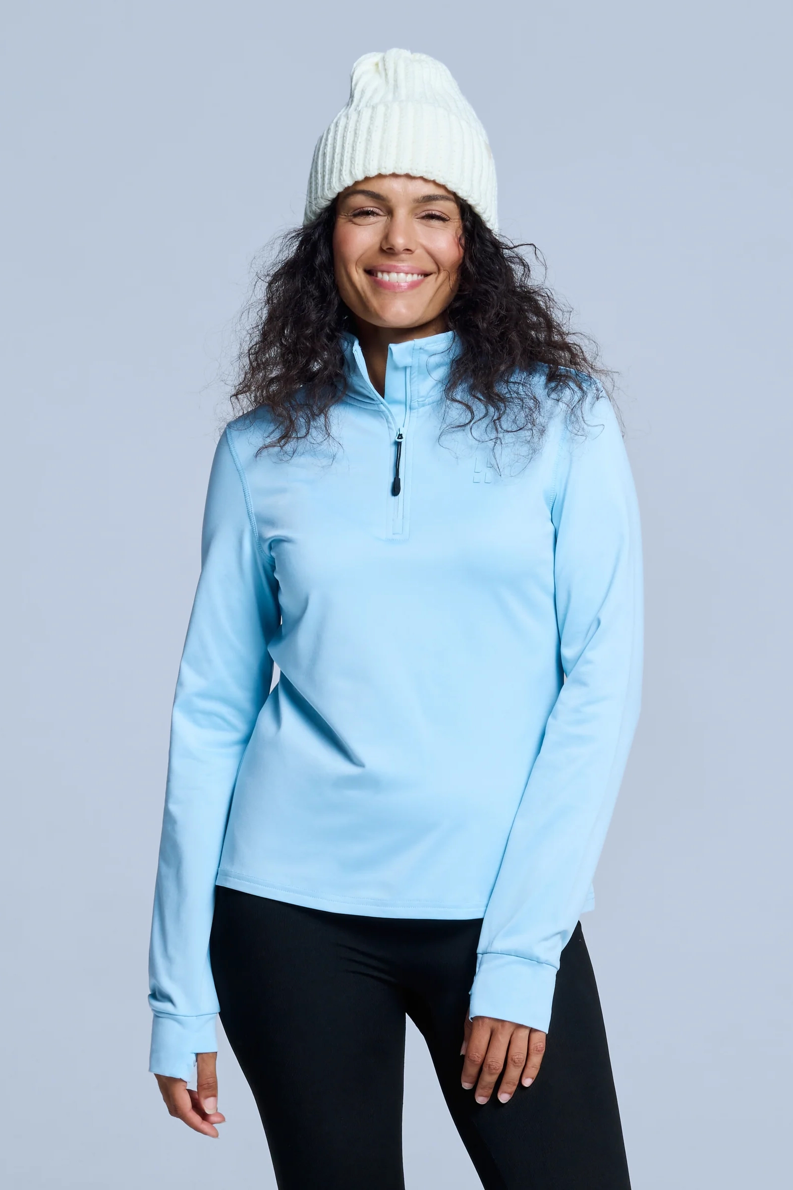 Wintersport dames pully+rits blauw