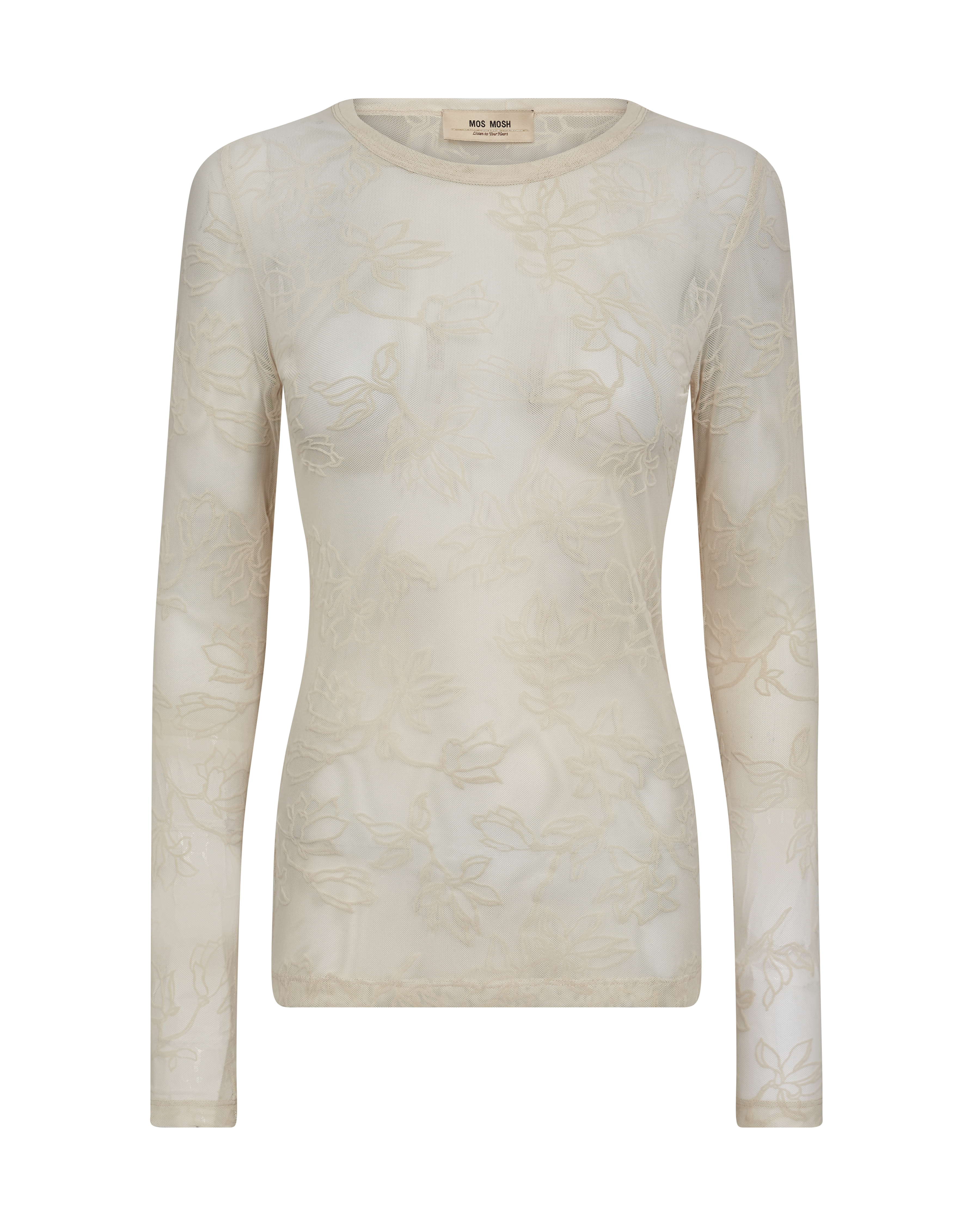 Dames t-shirt lange mouw ecru