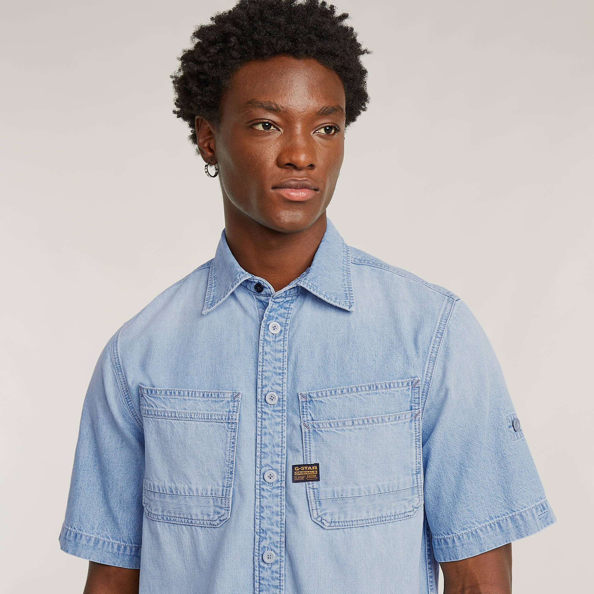 G-Star Slanted double pocket regular shirt s\s Blauw-1 5