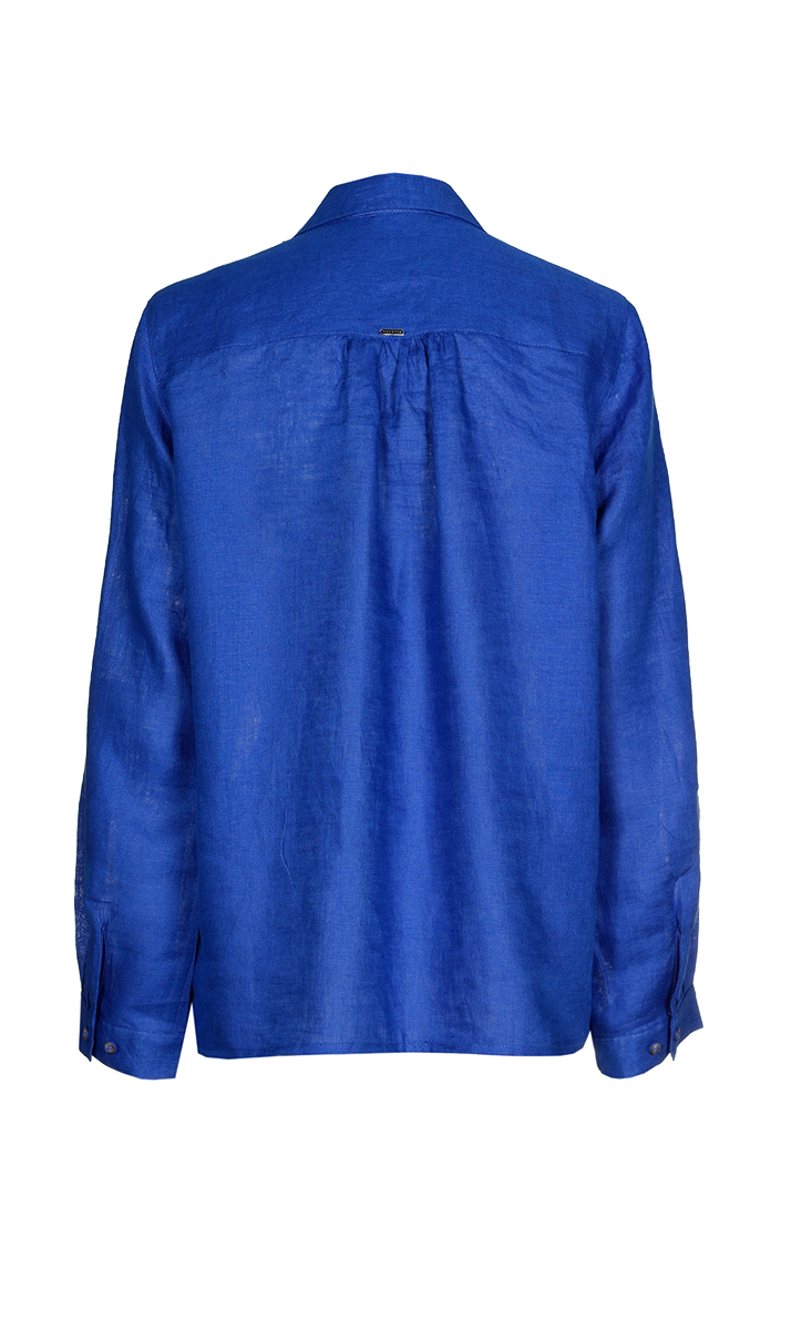 Dames blouse lange mouw blauw