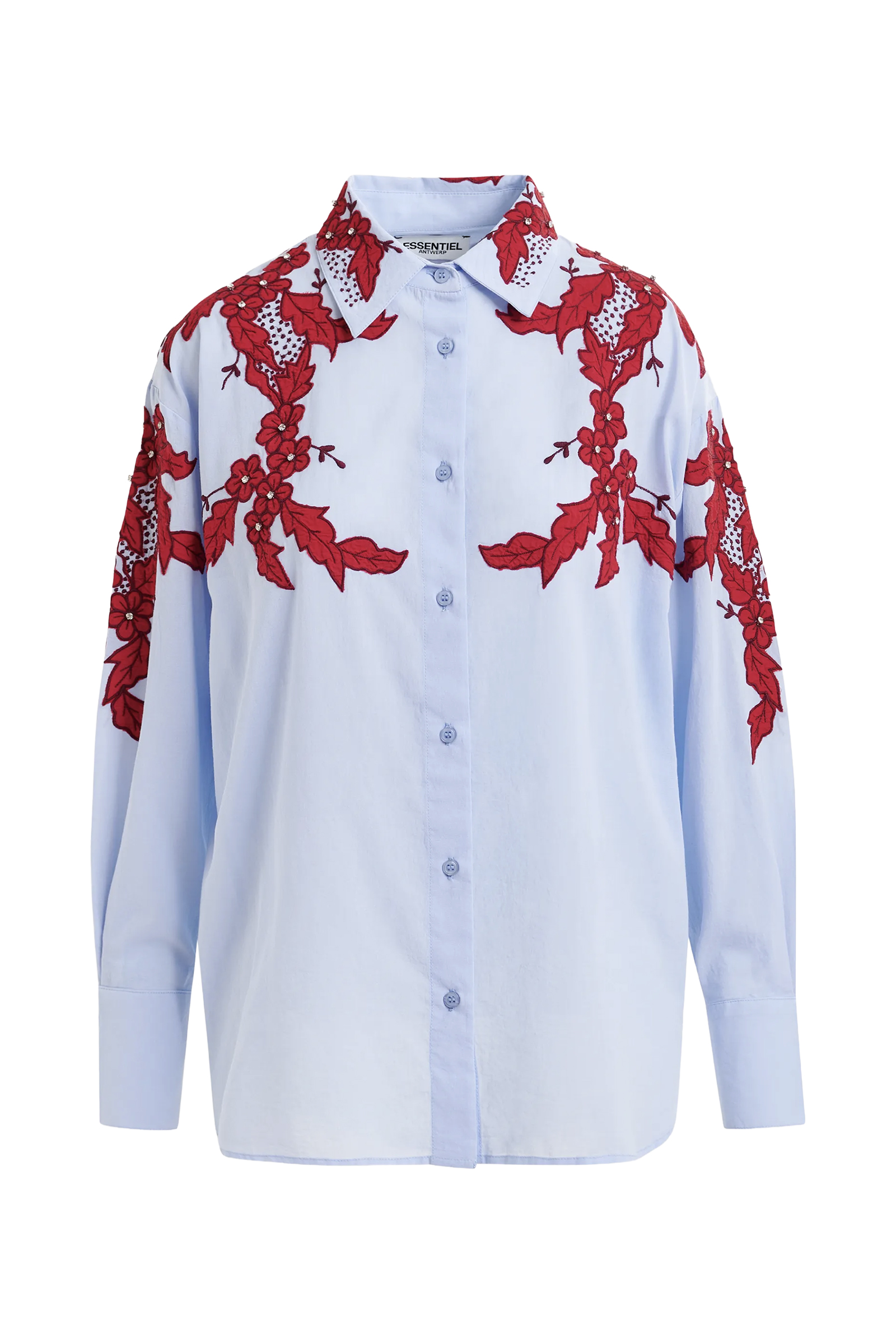 Dames blouse lange mouw blauw