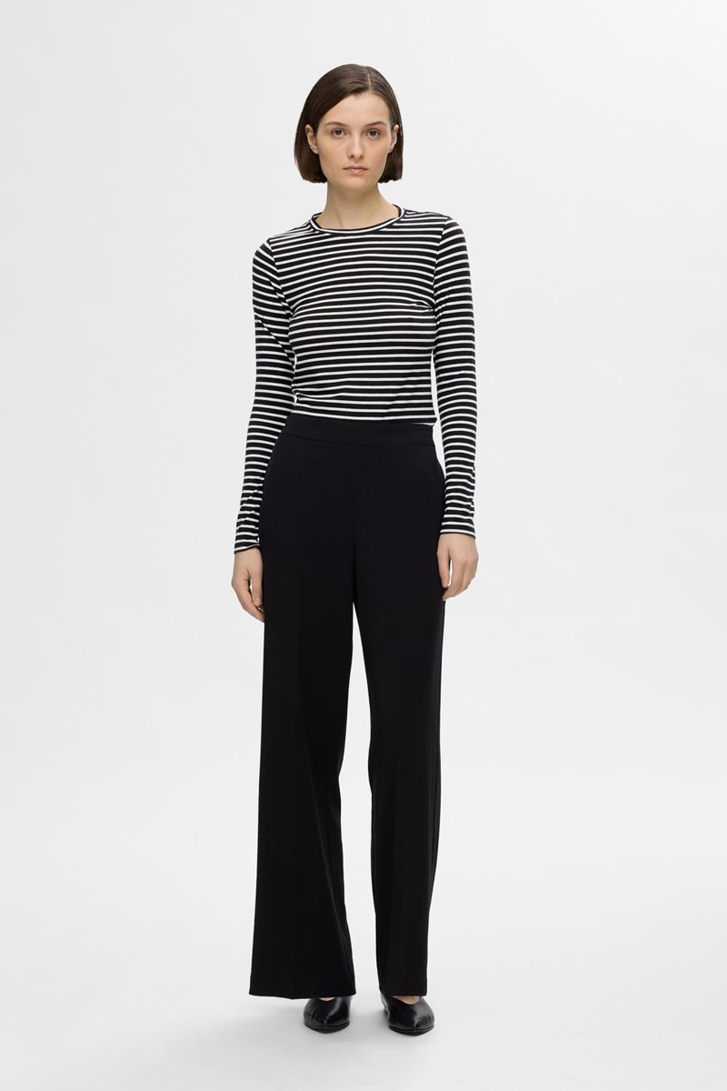 Selected SLFMANJA LS O-NECK STRIPE NOOS 179099001-Black/AOP 3